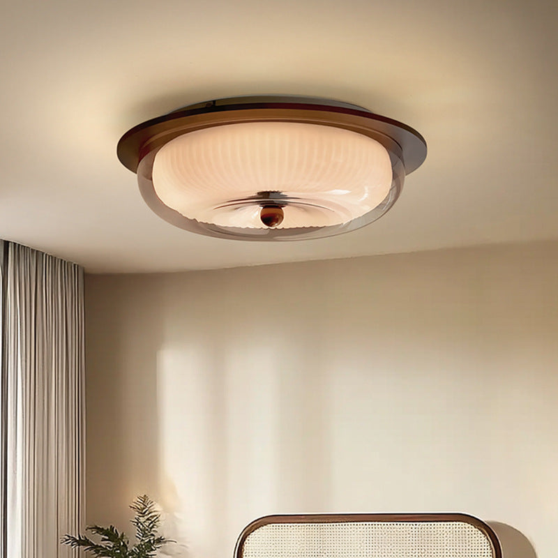 Plafondlamp glas en hout