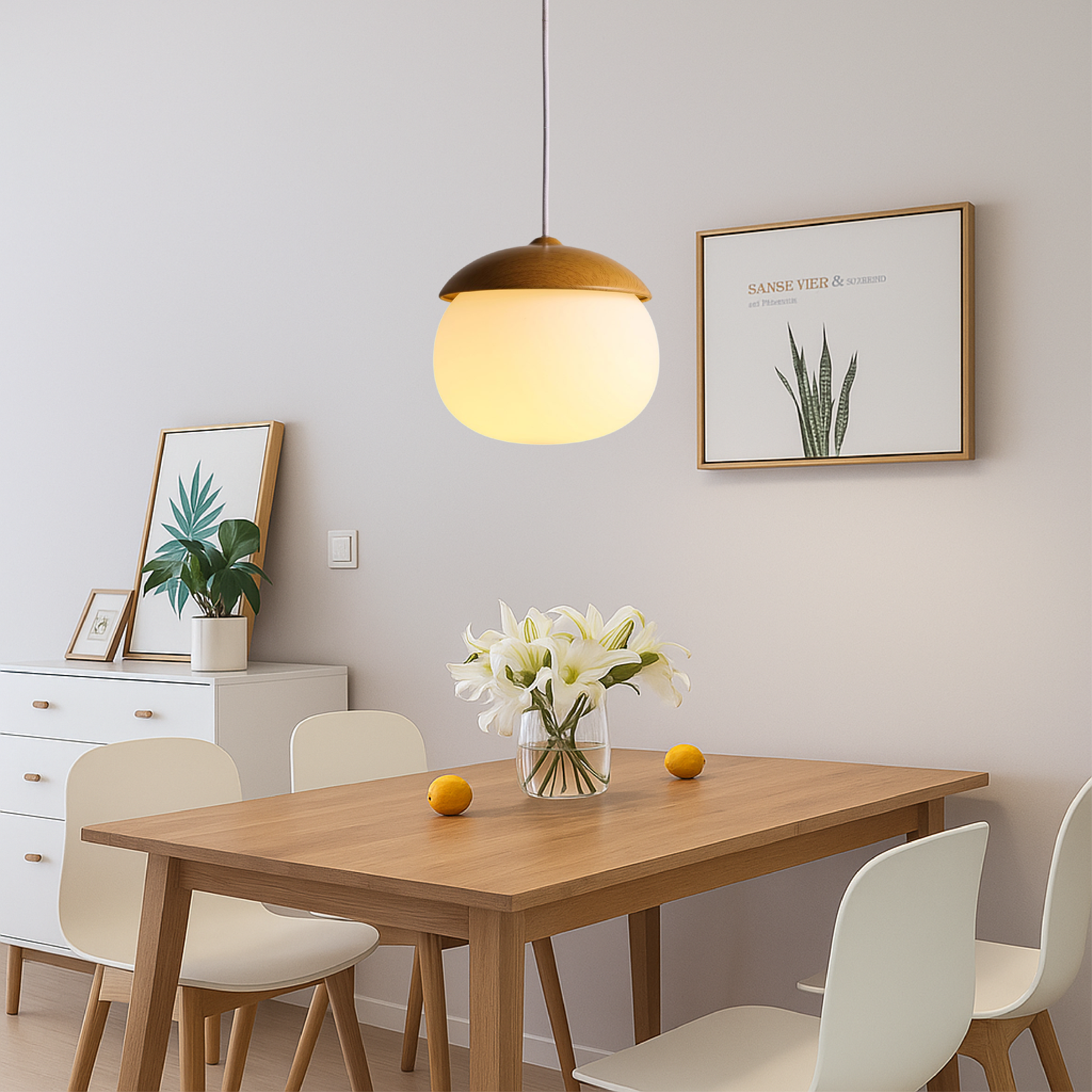 Scandinavische houten hanglamp