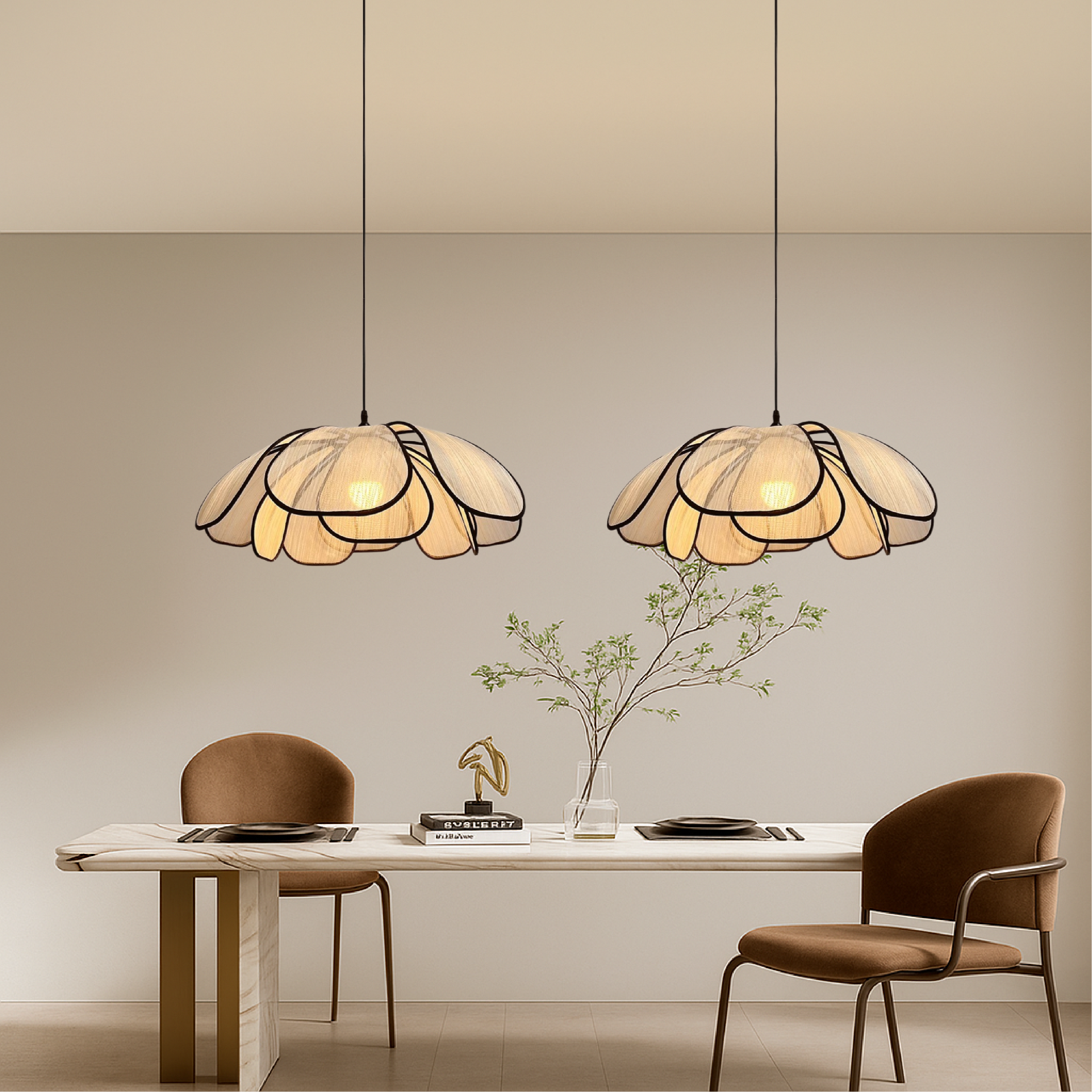 Houten Bloemen Hanglamp