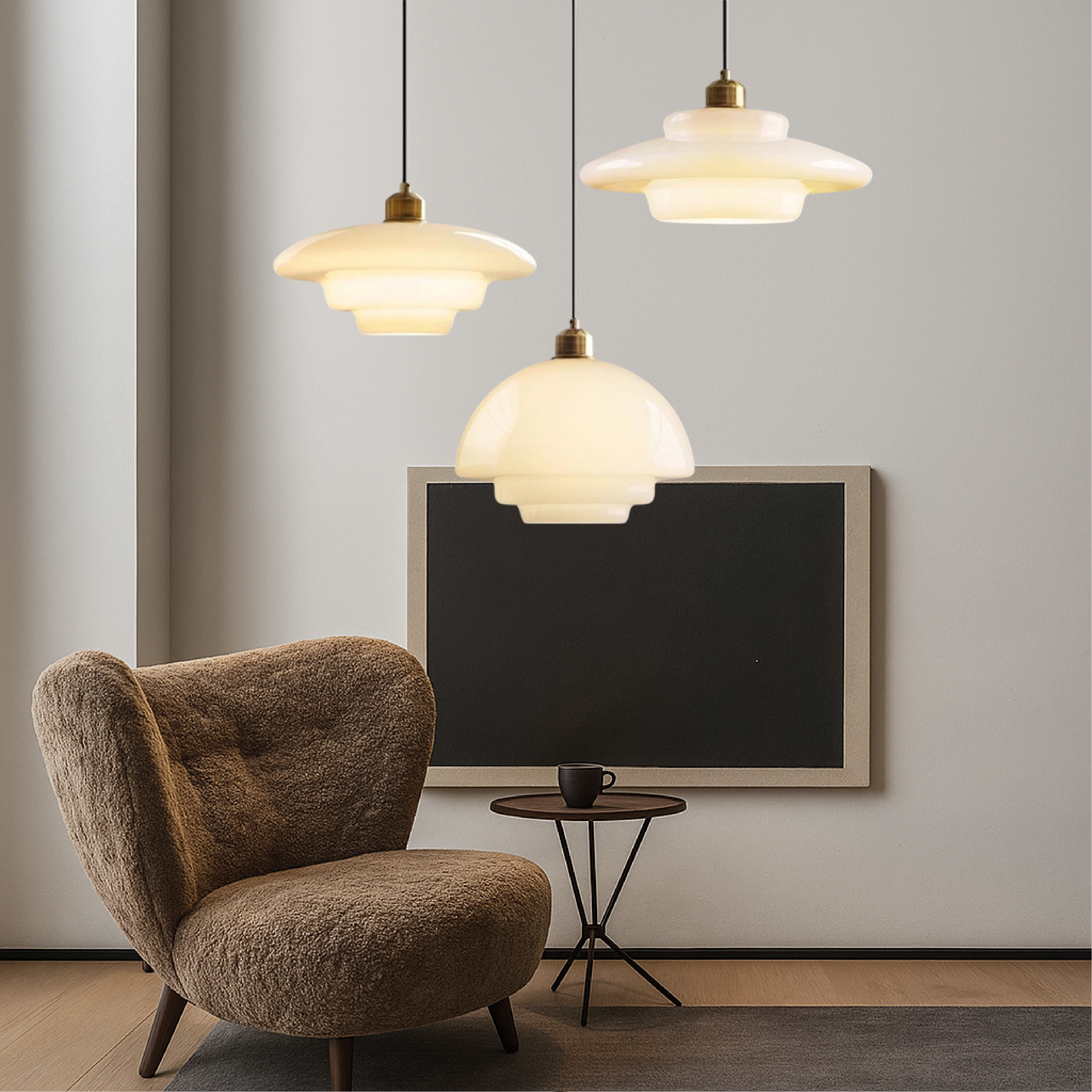Melkachtig wit glazen hanglamp