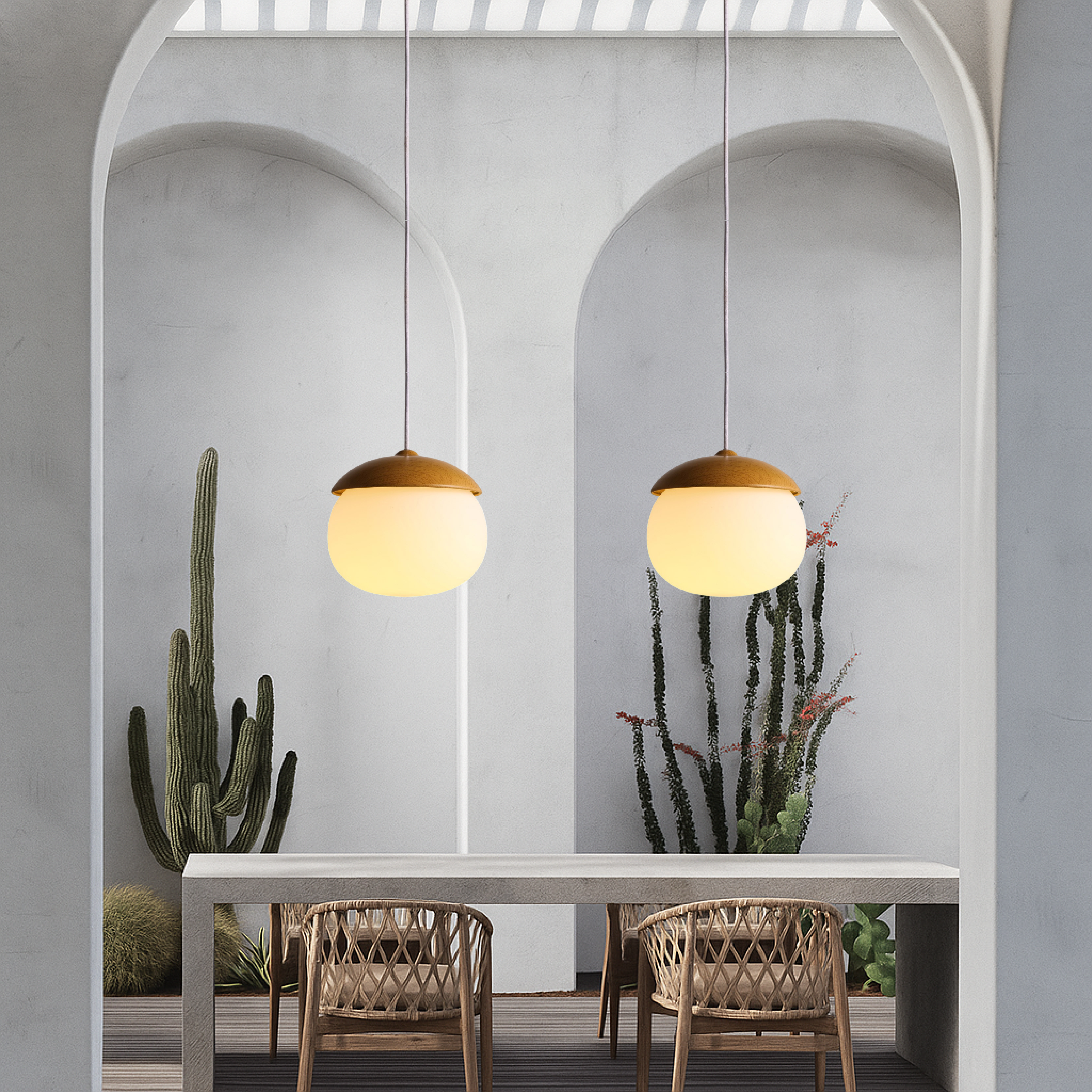 Scandinavische houten hanglamp