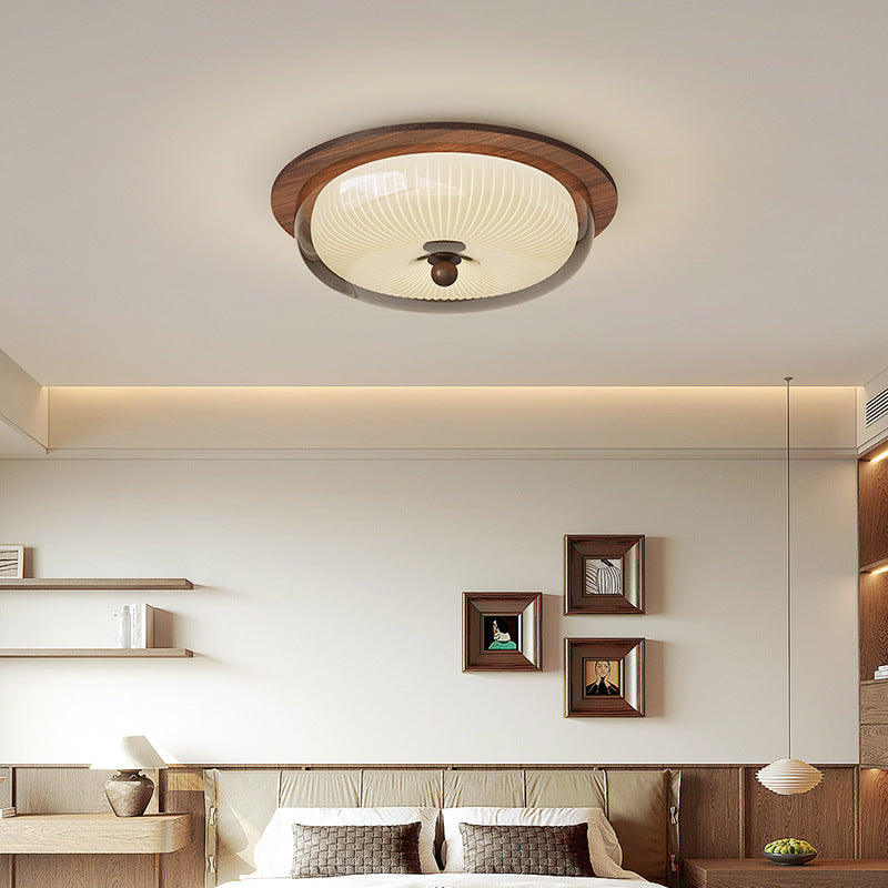 Plafondlamp glas en hout