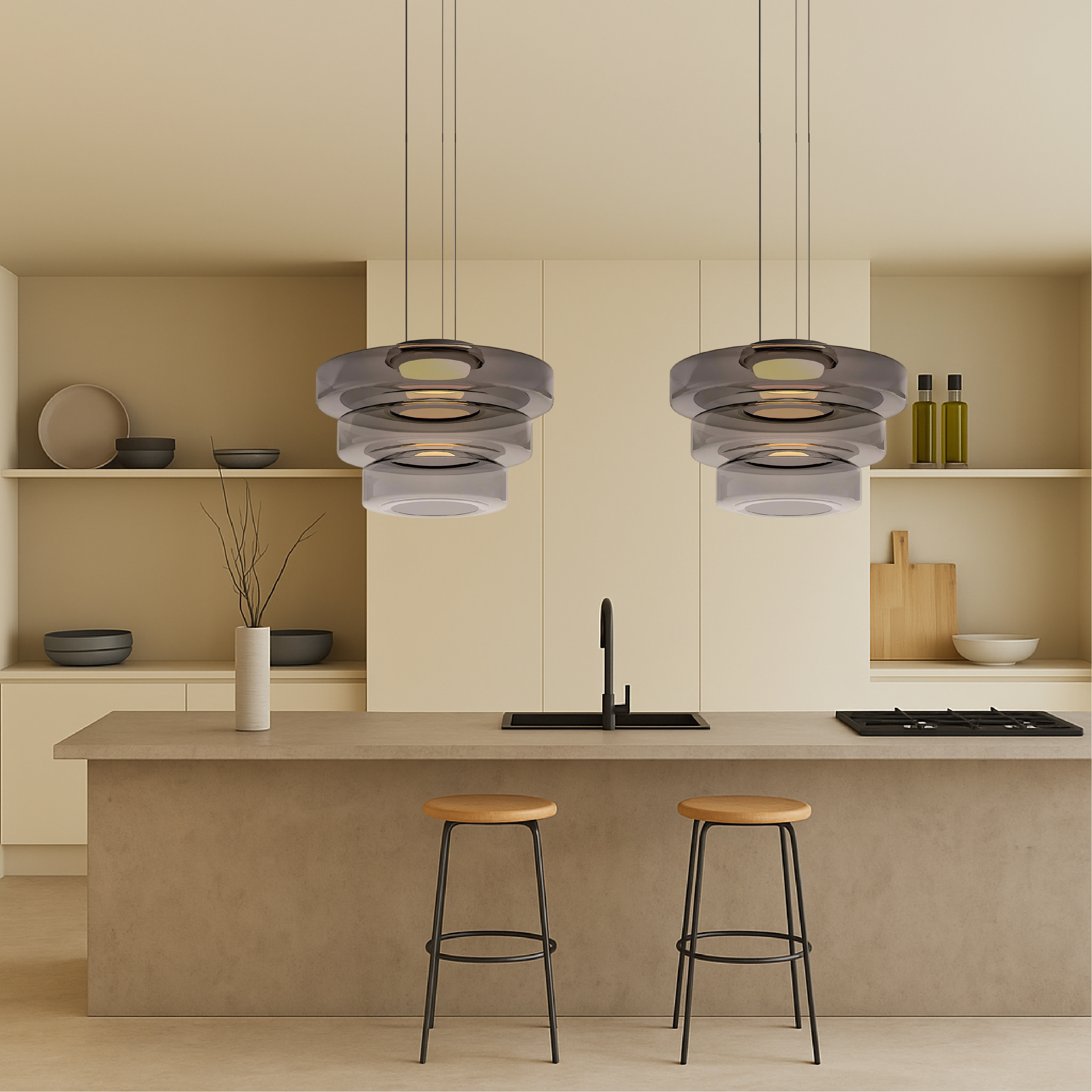 Deens glazen Bauhaus hanglamp