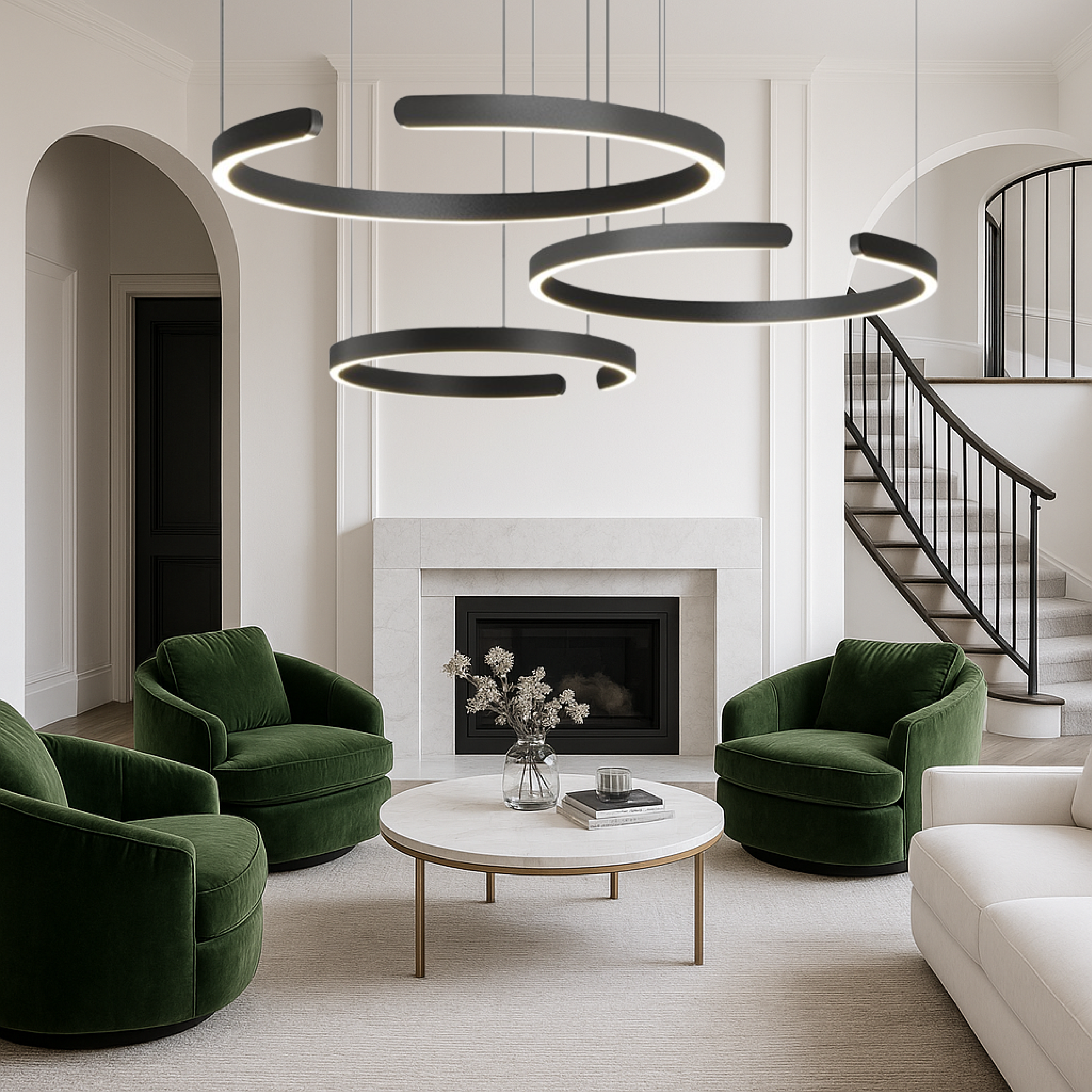 Scandinavische hanglamp met 3 ringen