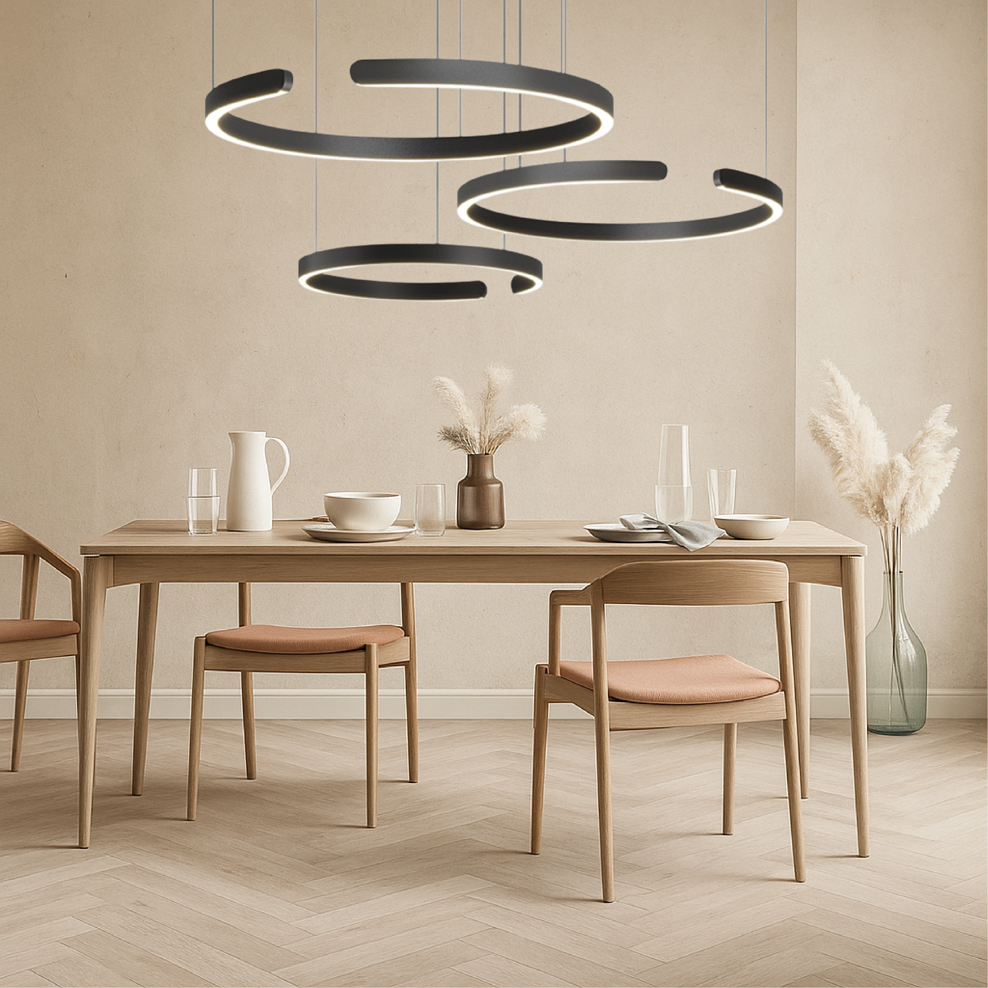 Scandinavische hanglamp met 3 ringen