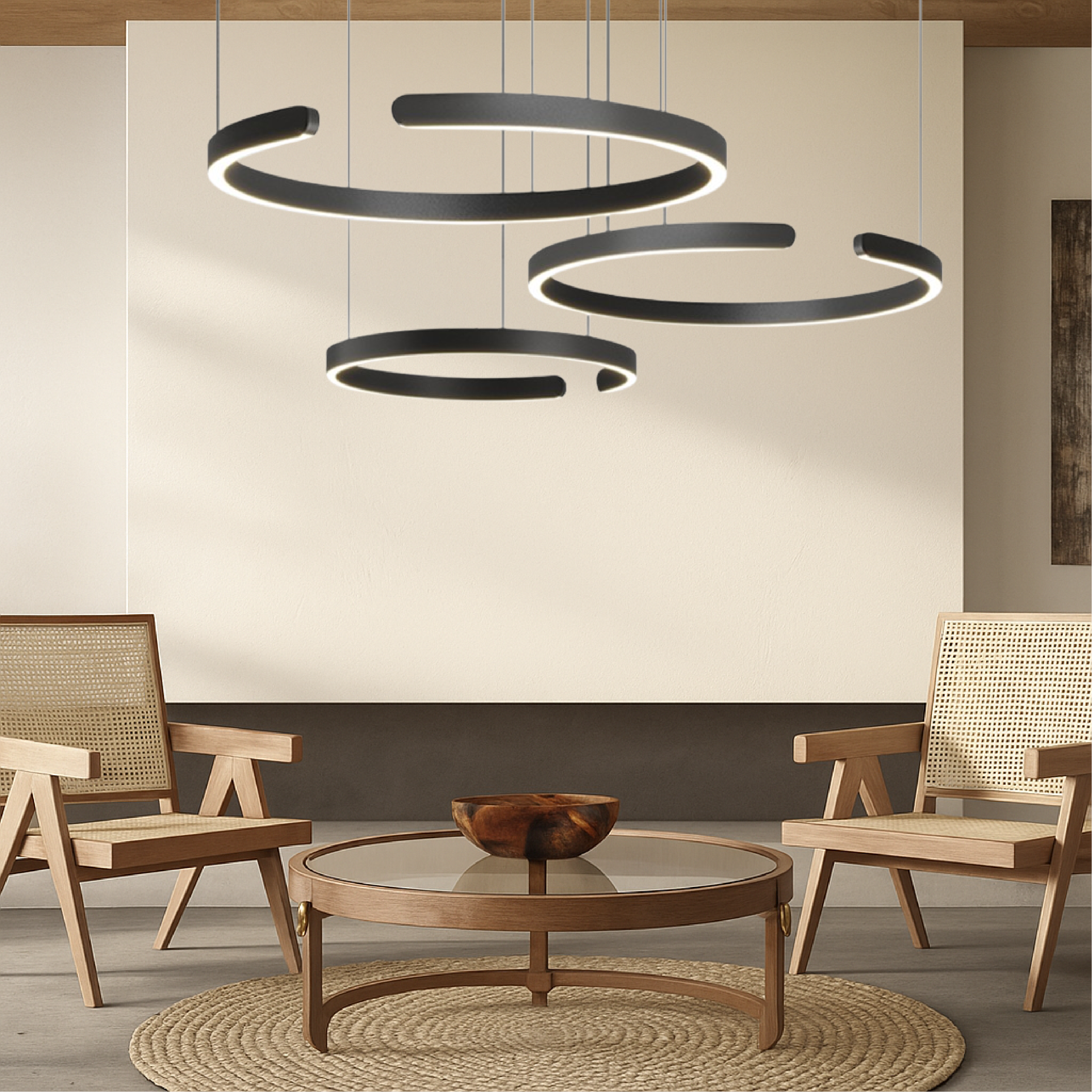 Scandinavische hanglamp met 3 ringen