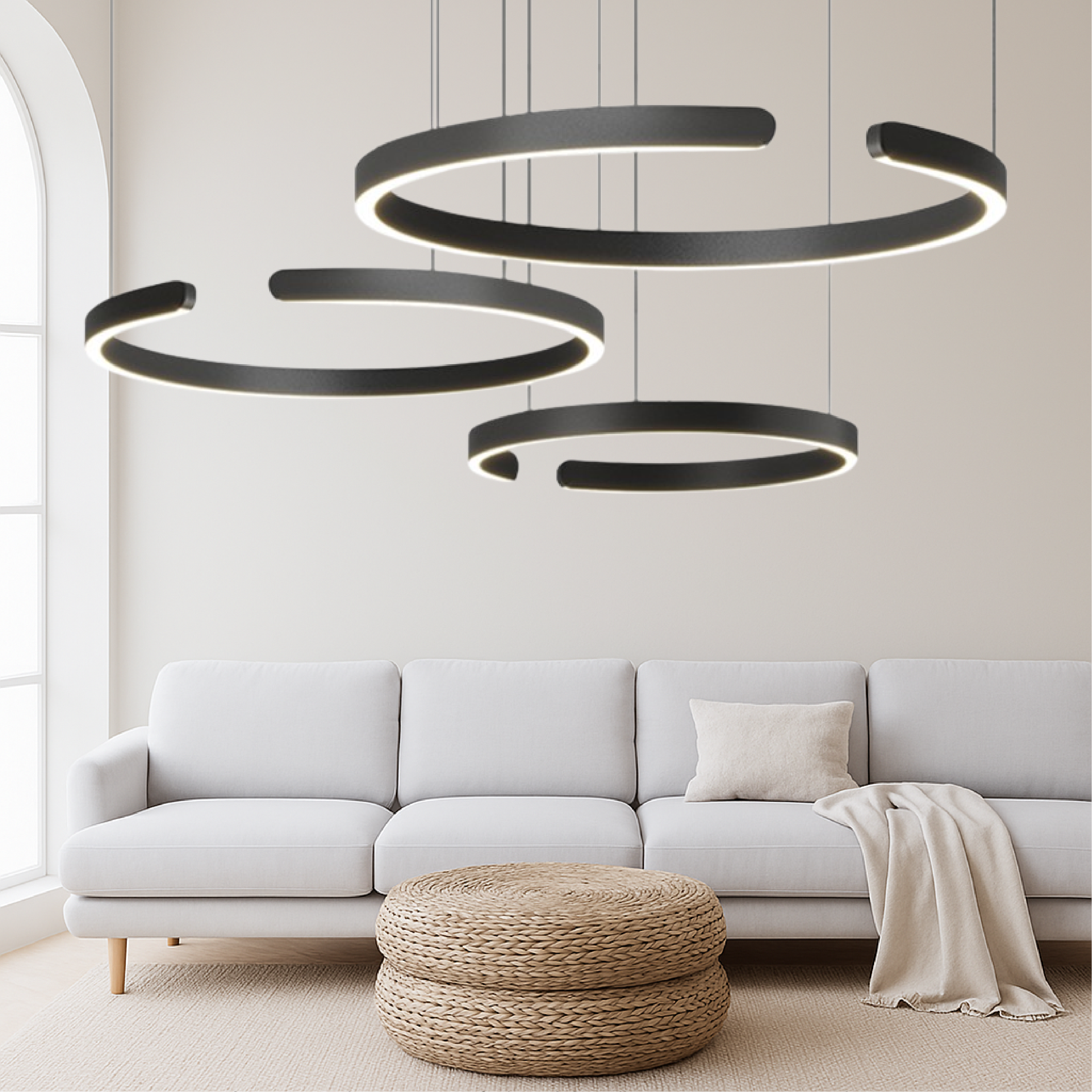 Scandinavische hanglamp met 3 ringen
