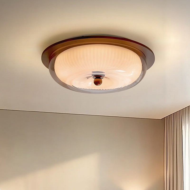 Plafondlamp glas en hout