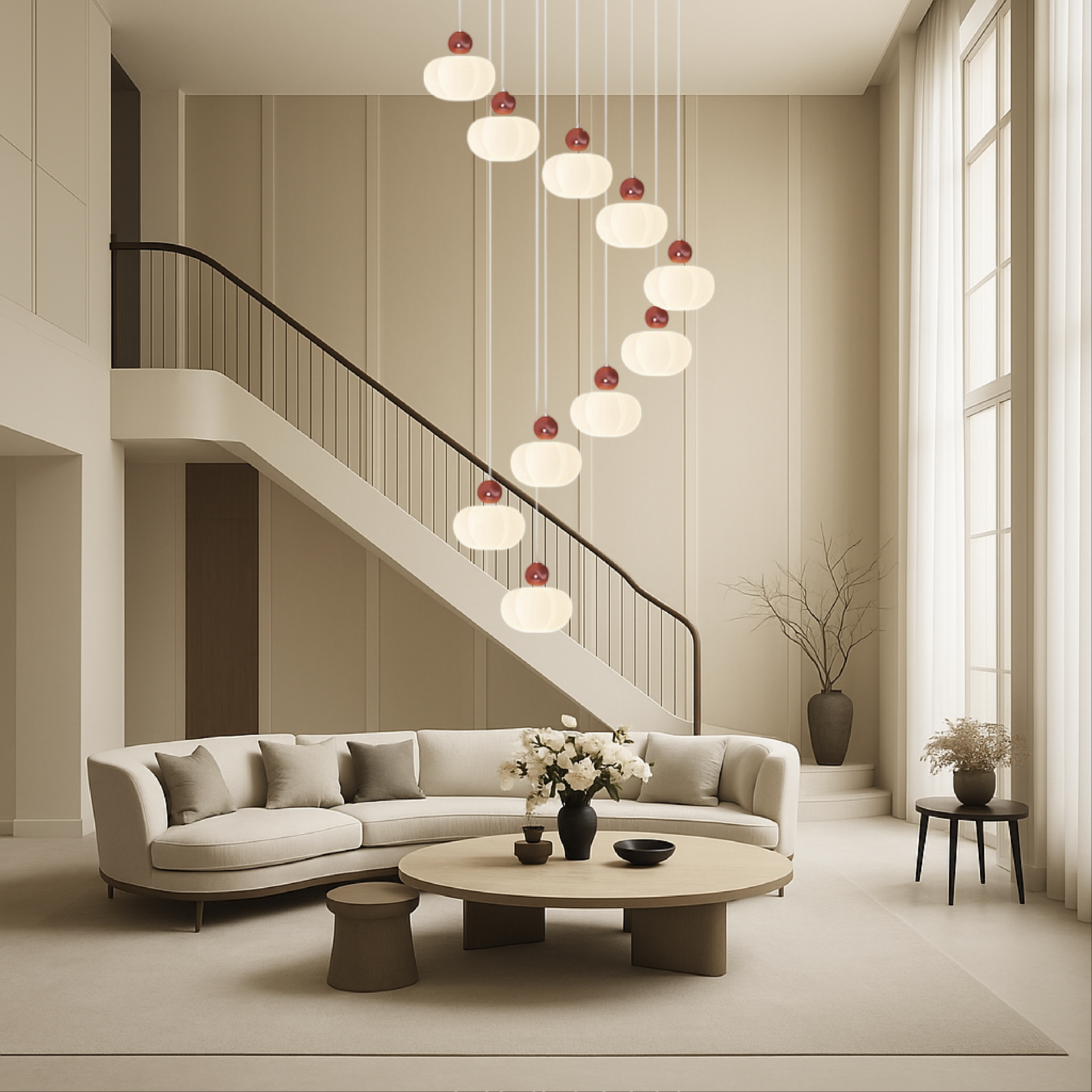 Art Deco Creme Trappenkroonluchter