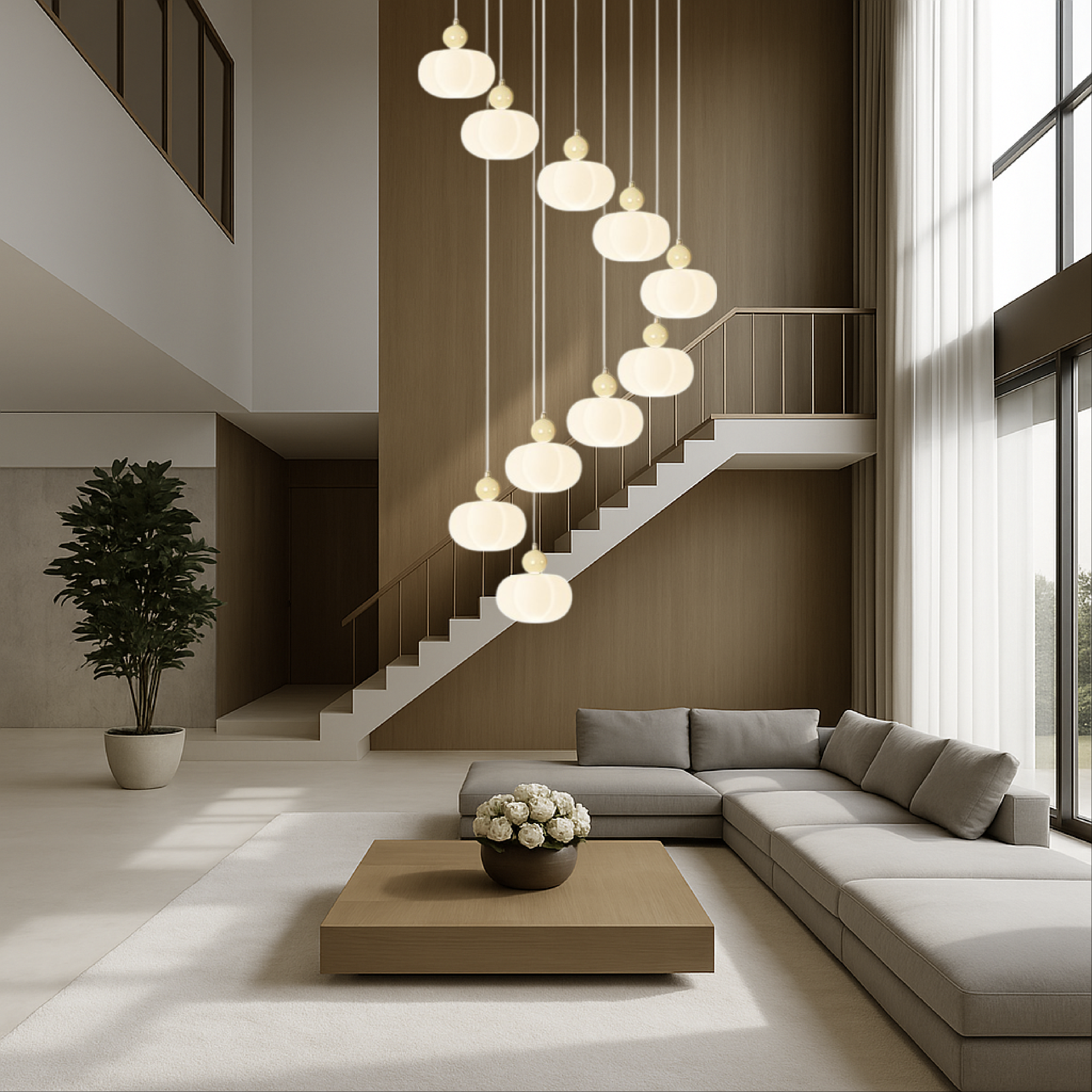 Art Deco Creme Trappenkroonluchter