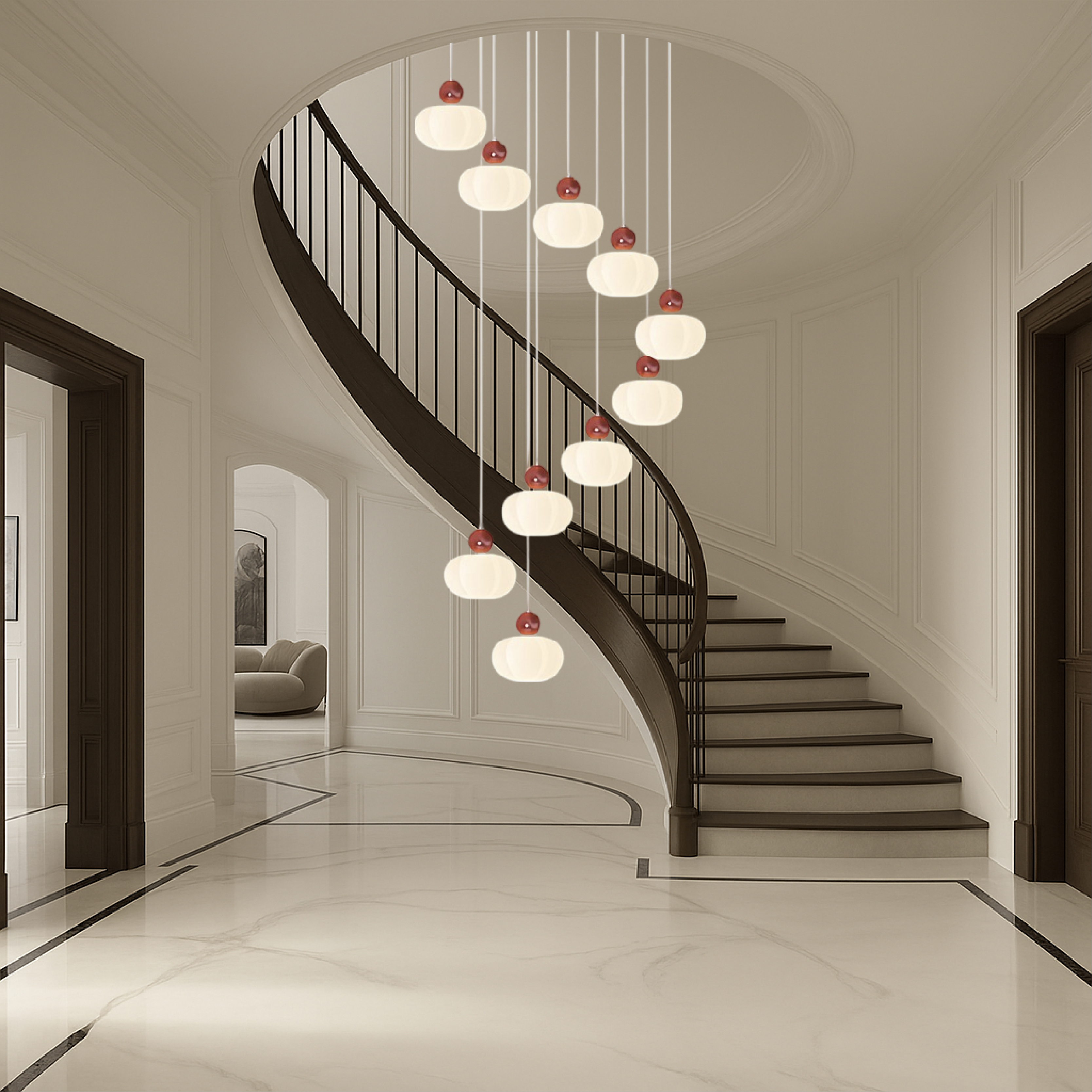 Art Deco Creme Trappenkroonluchter
