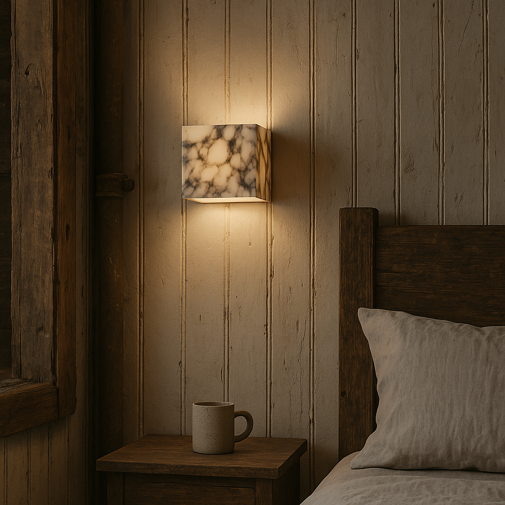 Marmeren kubus wandlamp