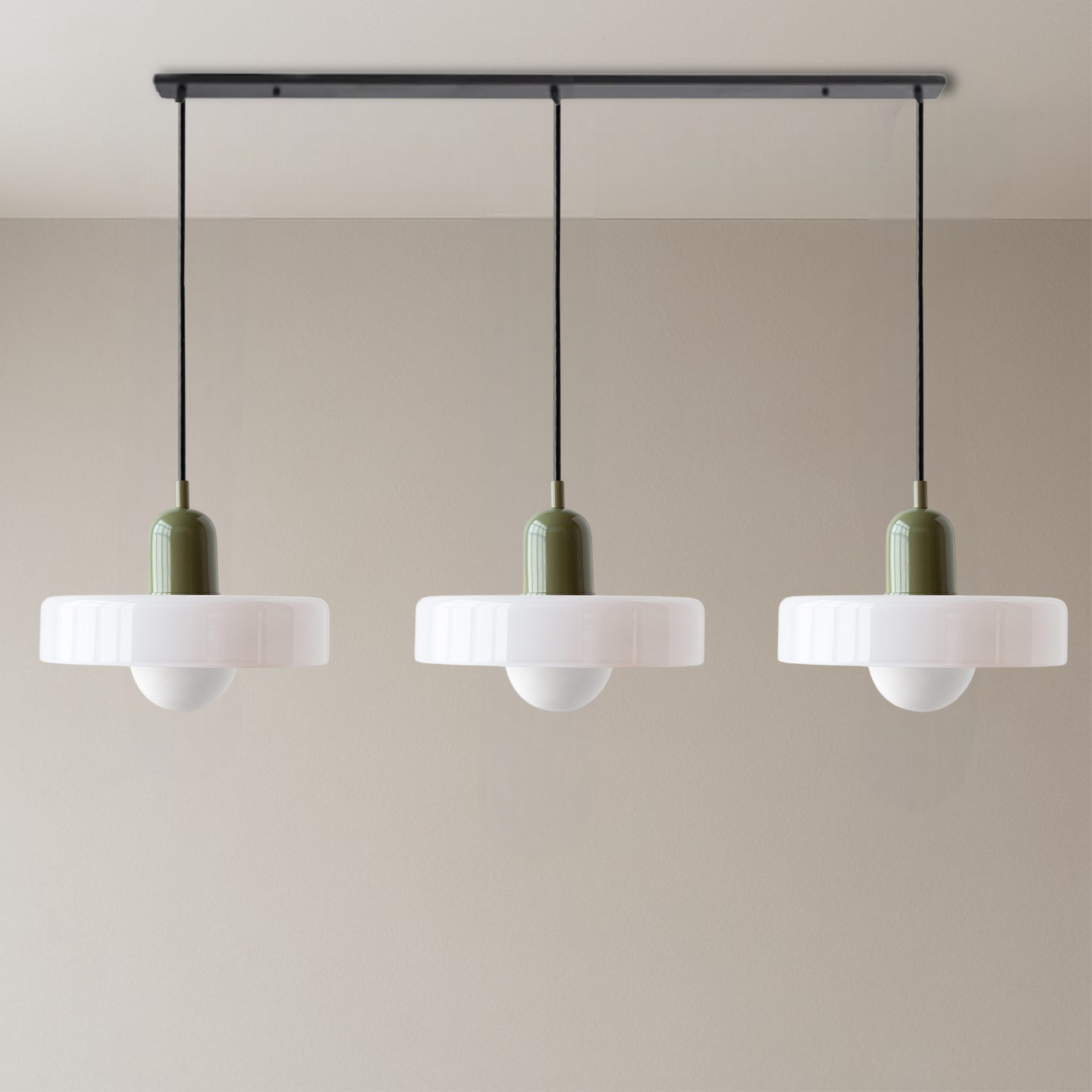 3-kops Bauhaus Gekleurd Glas Hanglamp