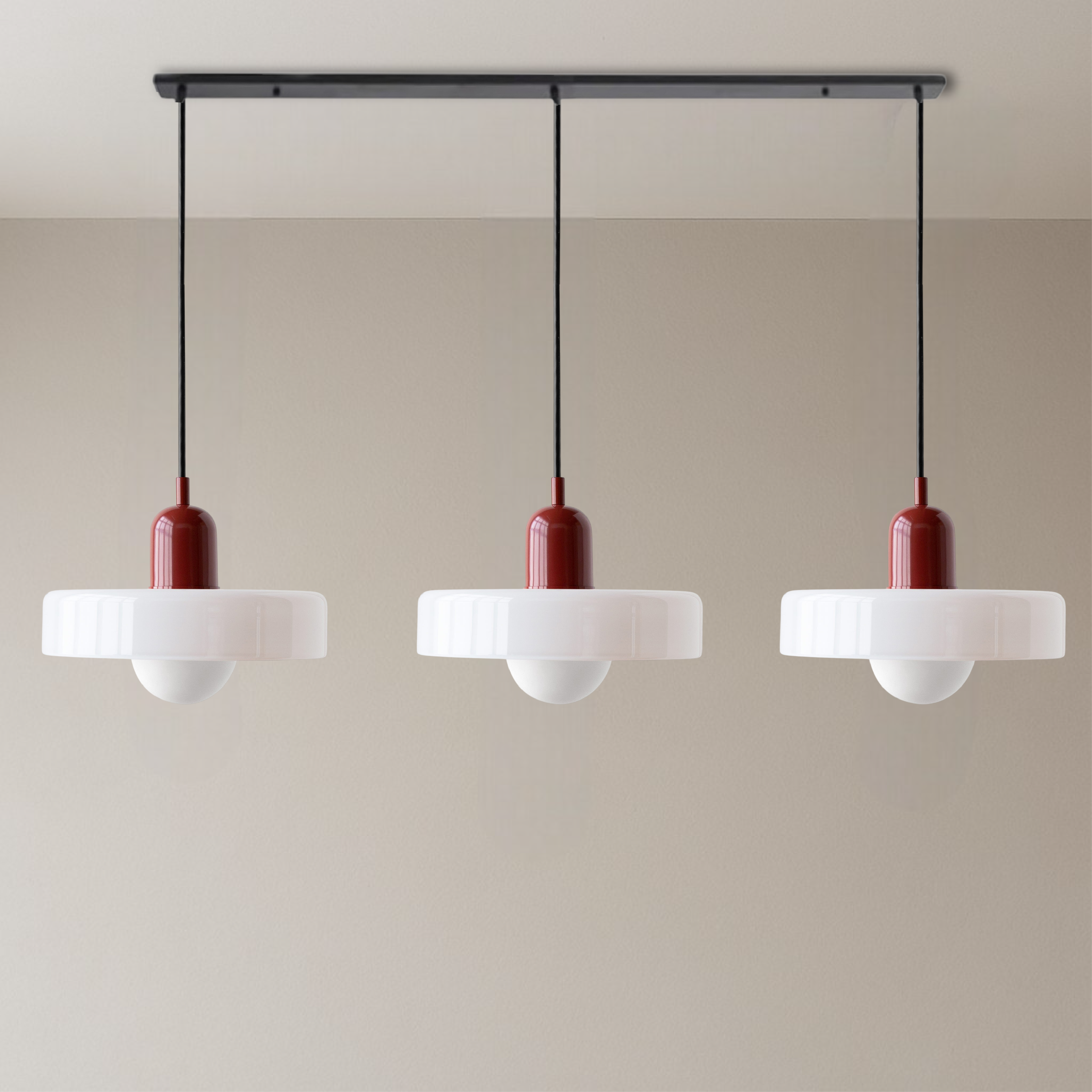3-kops Bauhaus Gekleurd Glas Hanglamp