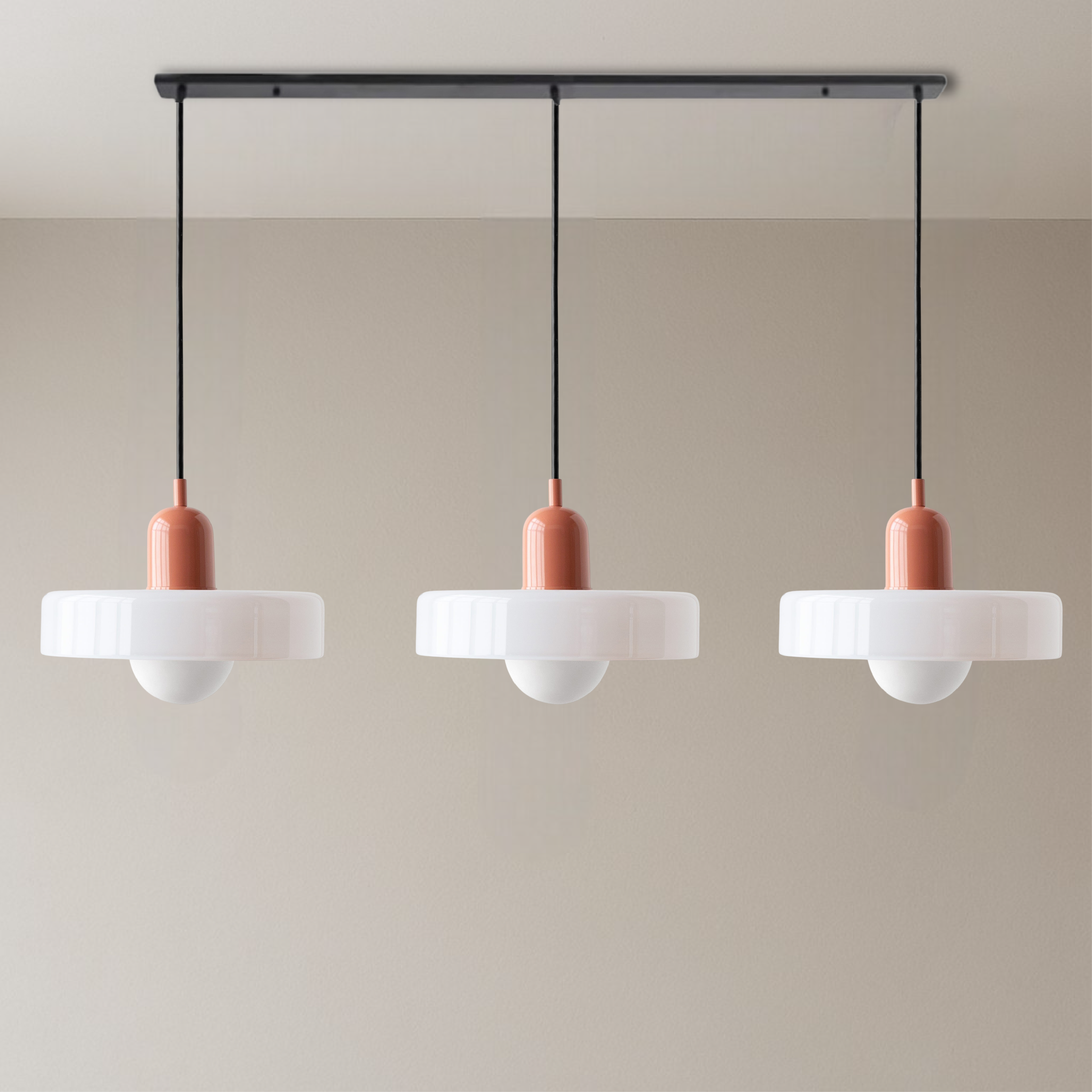 3-kops Bauhaus Gekleurd Glas Hanglamp