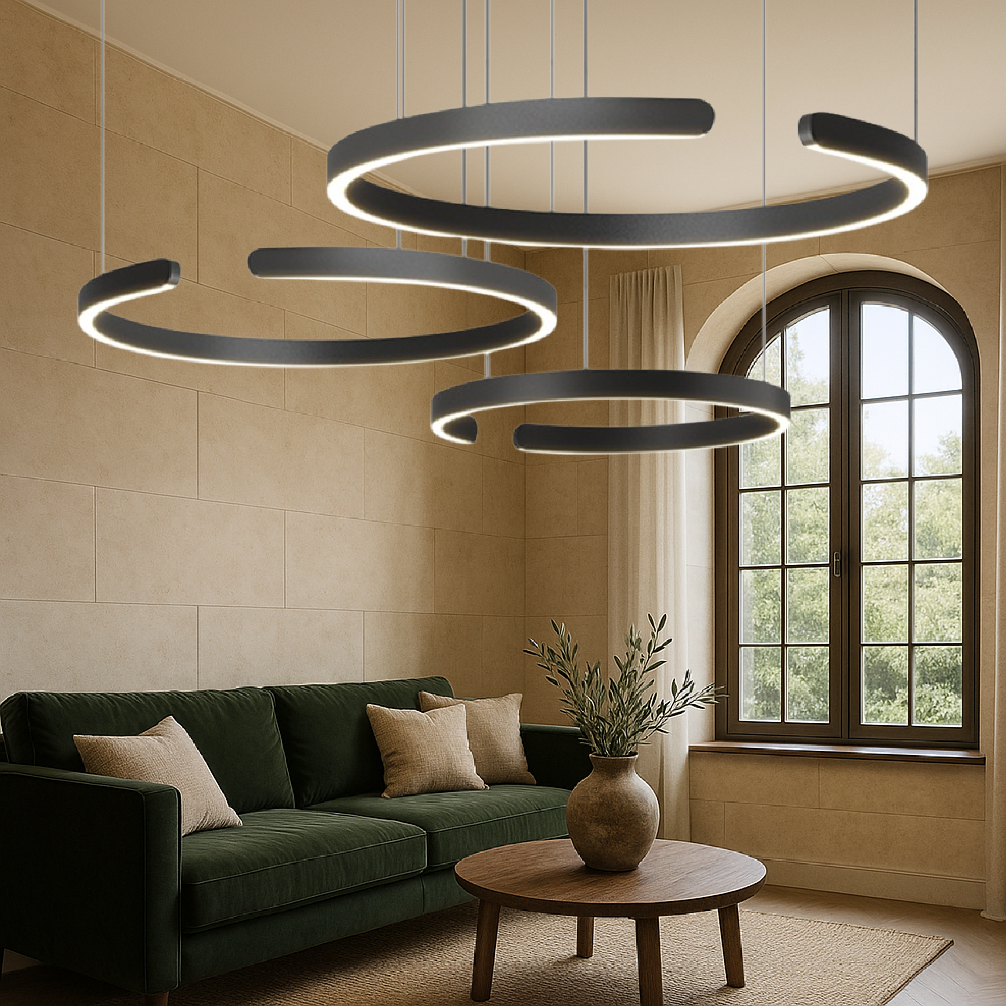 Scandinavische hanglamp met 3 ringen