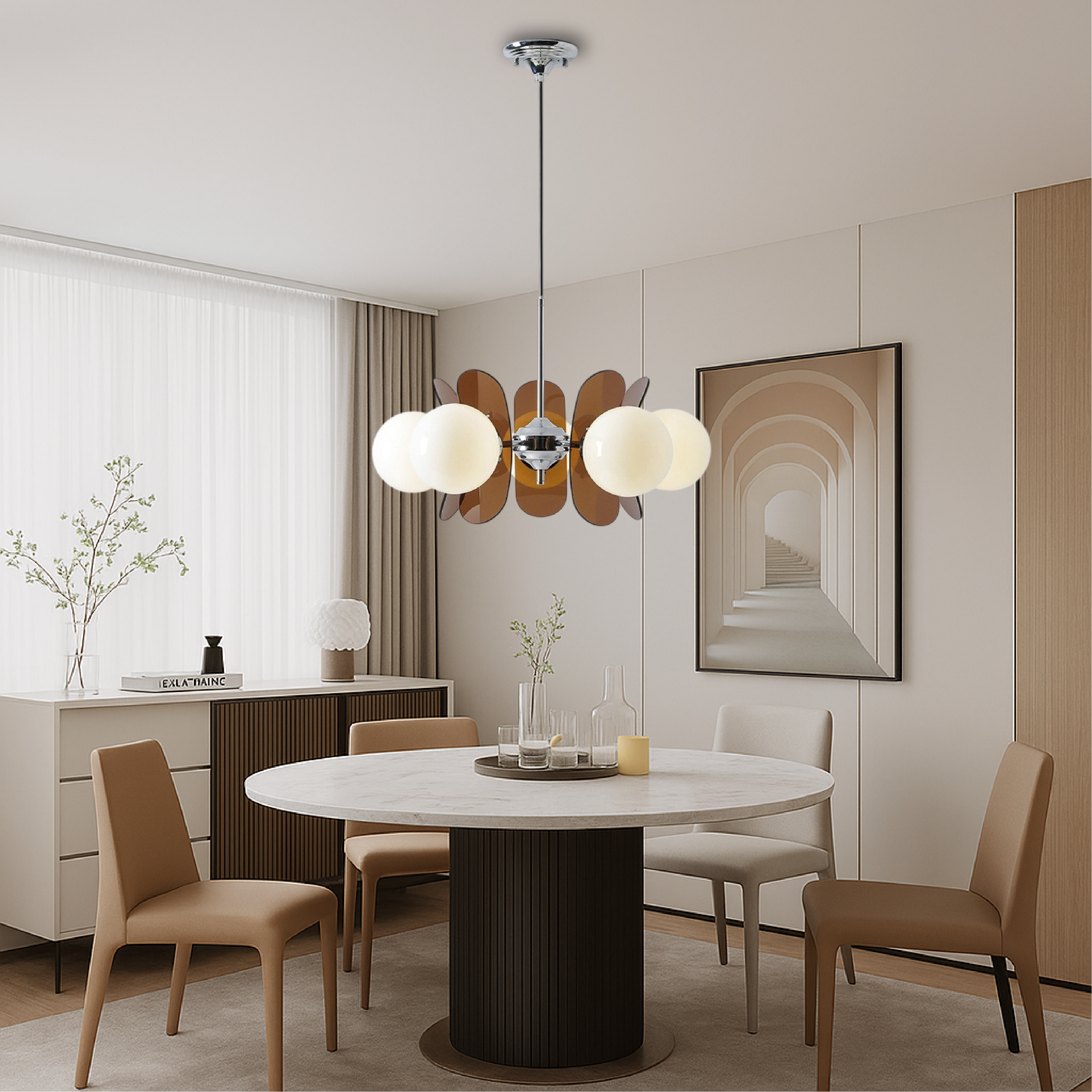 5-koppige Bauhaus kroonluchter