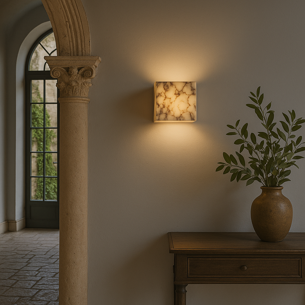 Marmeren kubus wandlamp