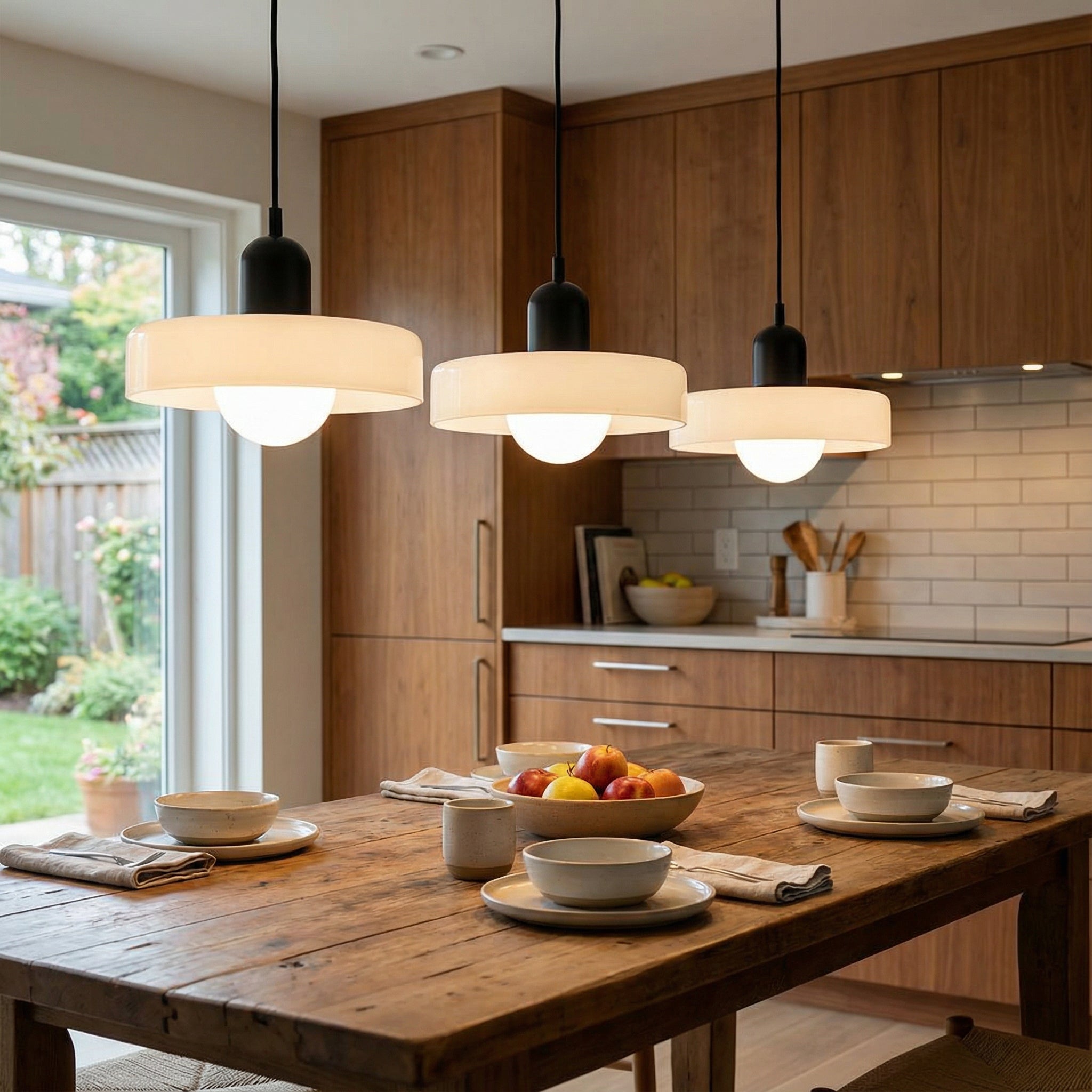 3-kops Bauhaus Gekleurd Glas Hanglamp