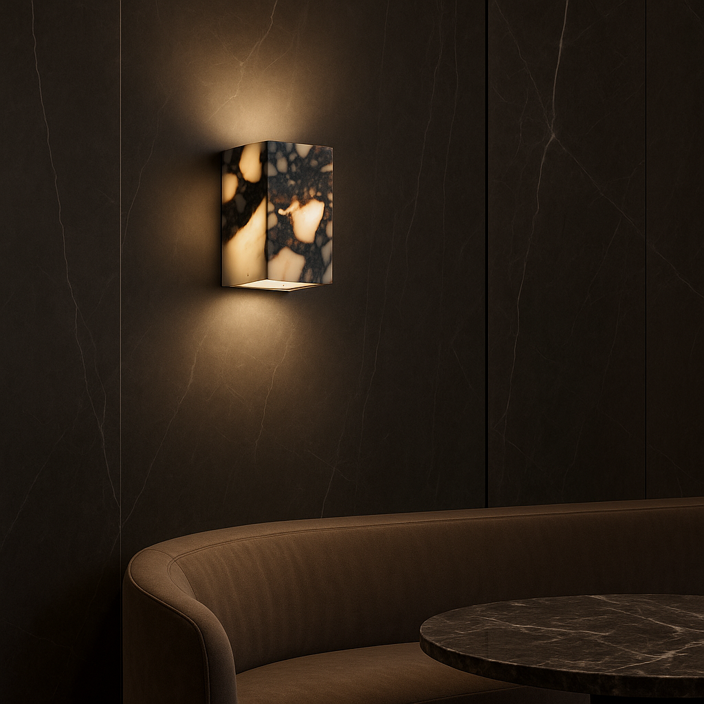 Marmeren kubus wandlamp