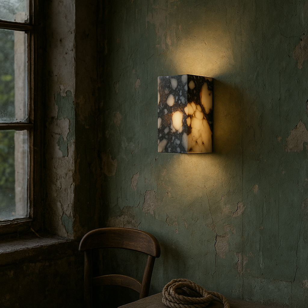 Marmeren kubus wandlamp
