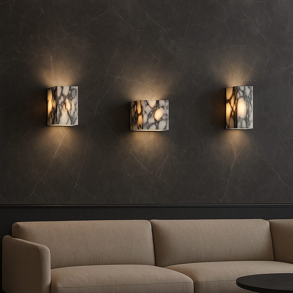 Marmeren kubus wandlamp