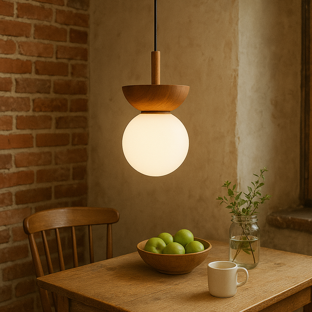 Japandi Houten Hanglamp