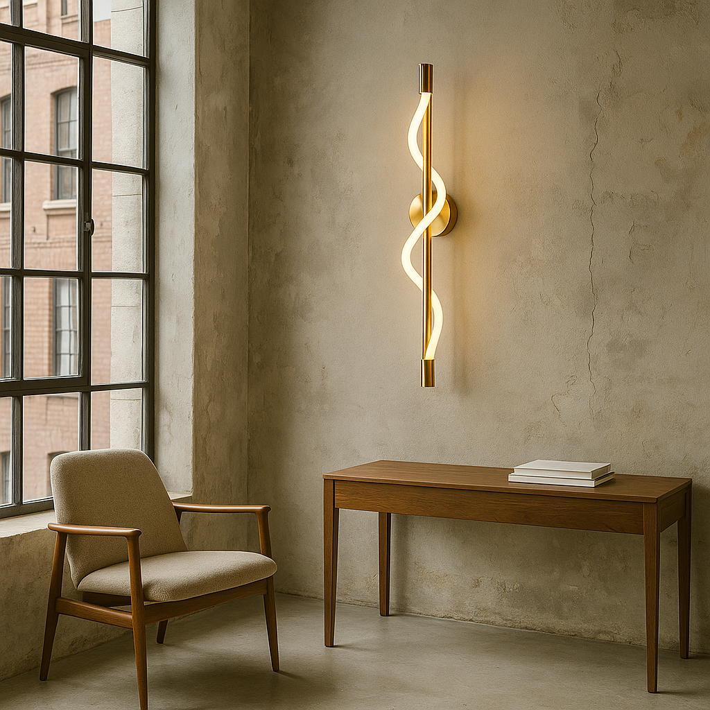 Wandlamp met lineaire kromming