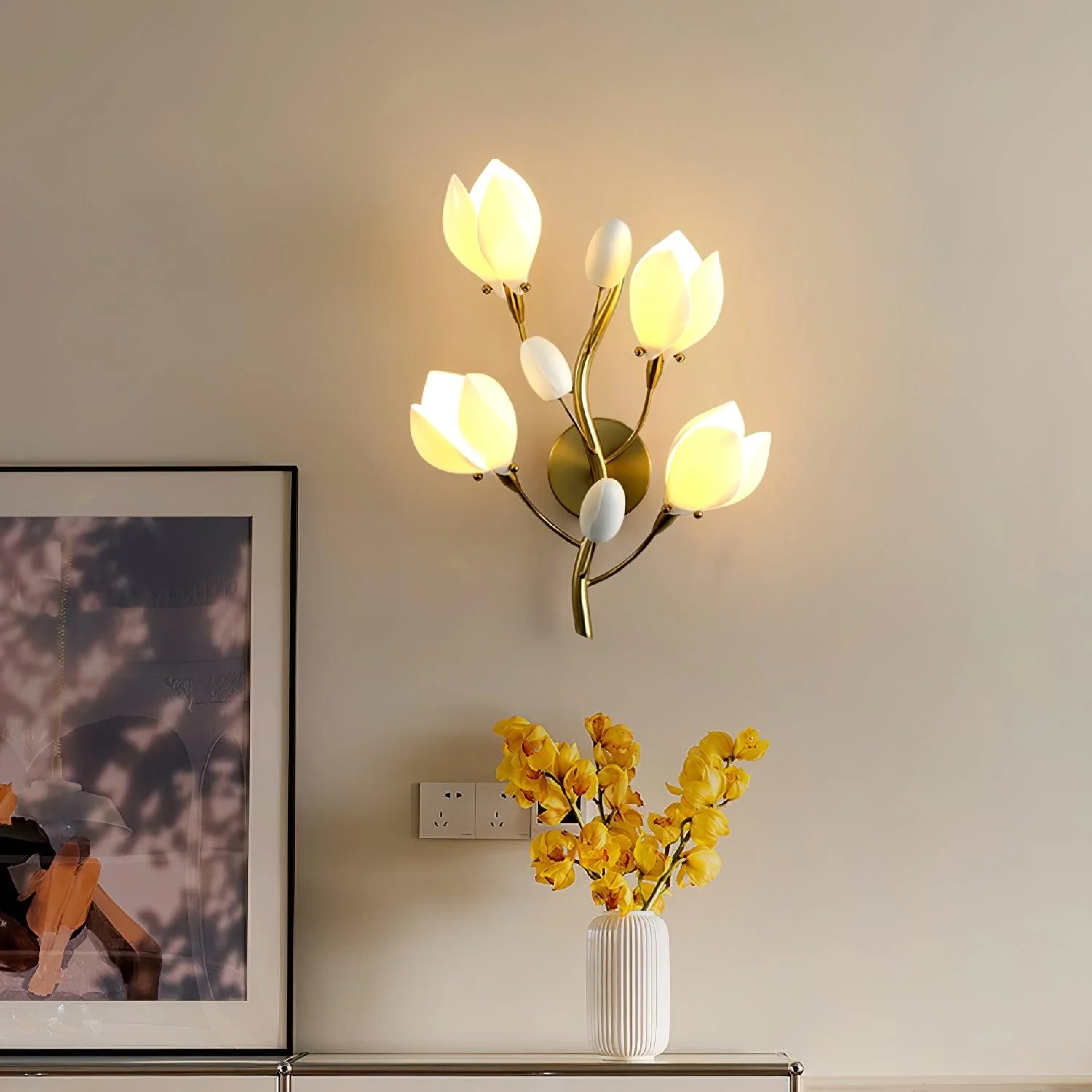 Keramische Bloem Wandlamp