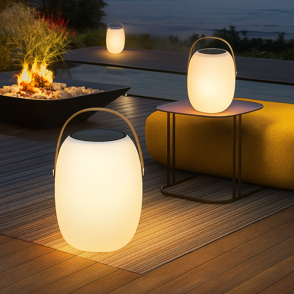 Draagbare terraslamp op zonne-energie
