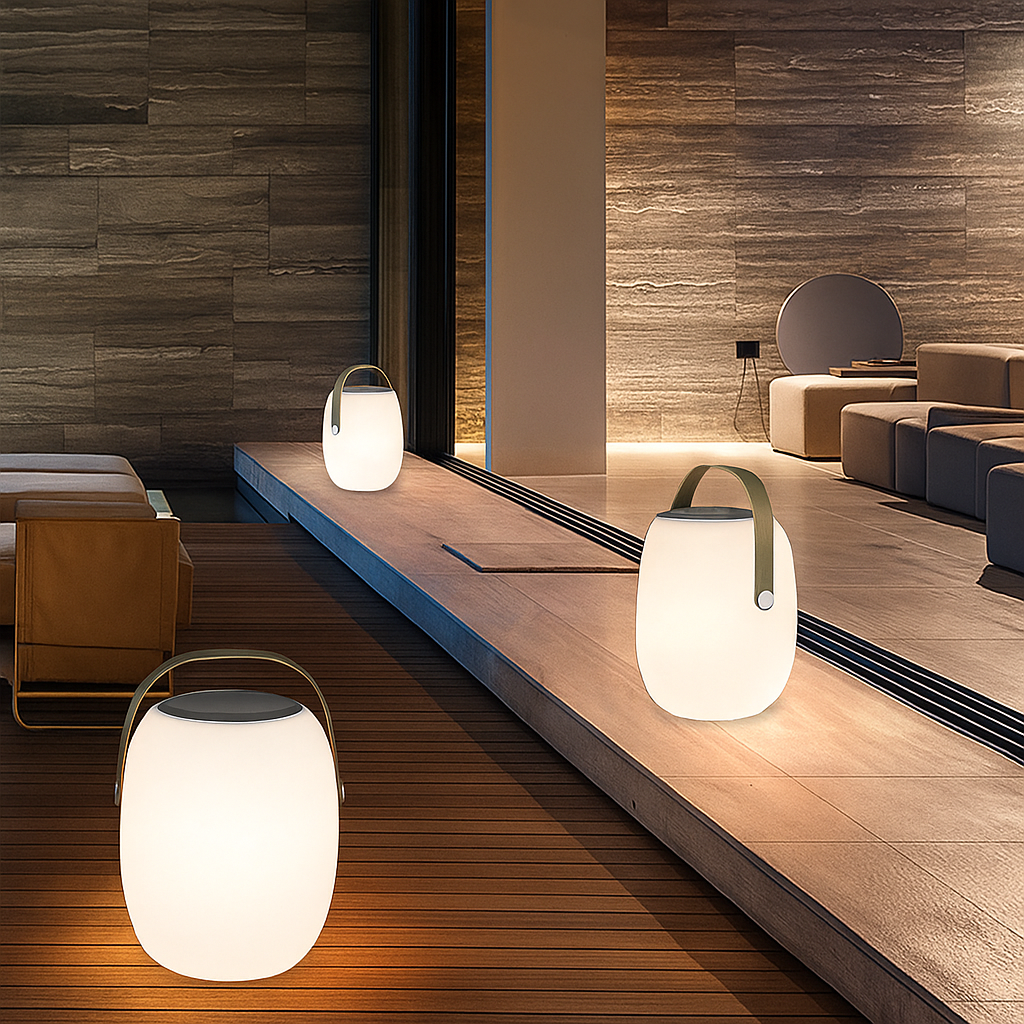 Draagbare terraslamp op zonne-energie
