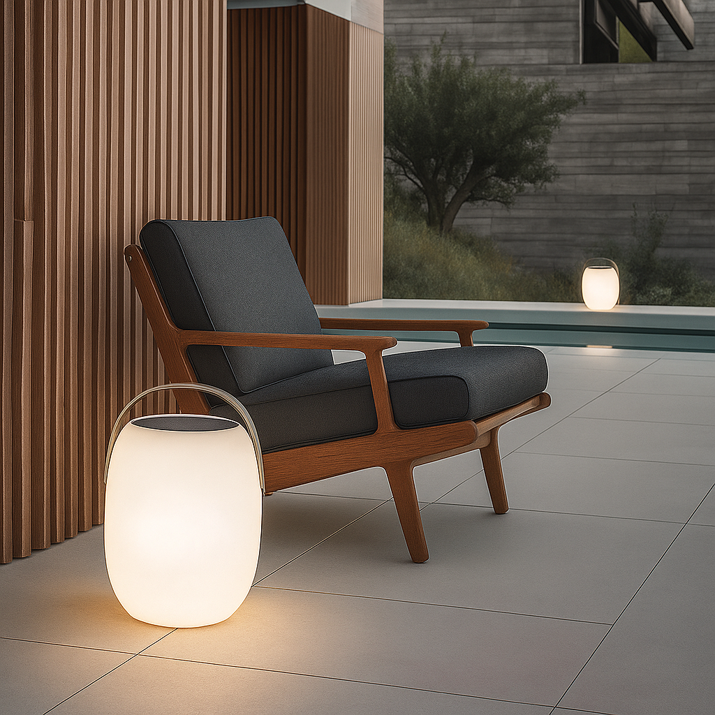 Draagbare terraslamp op zonne-energie