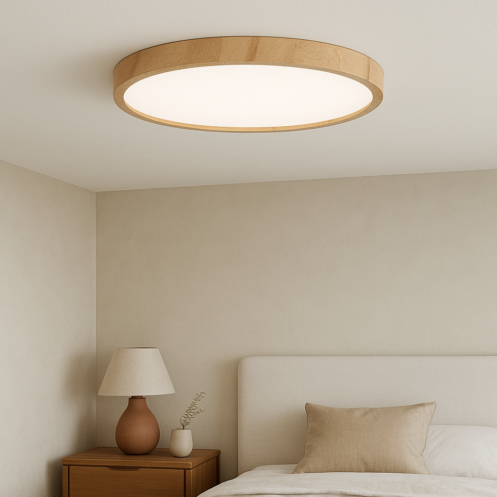 Plafondlamp met houtnerf