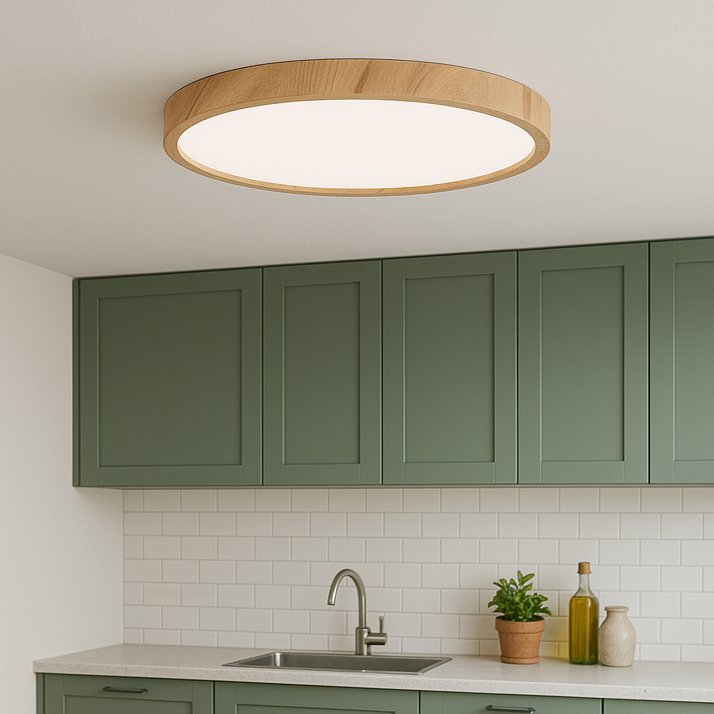 Plafondlamp met houtnerf