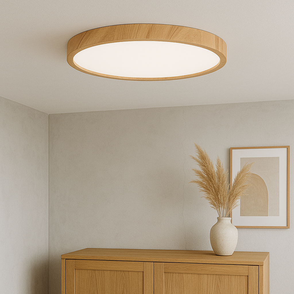 Plafondlamp met houtnerf