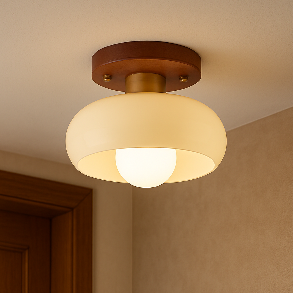 Houten Creme Plafondlamp