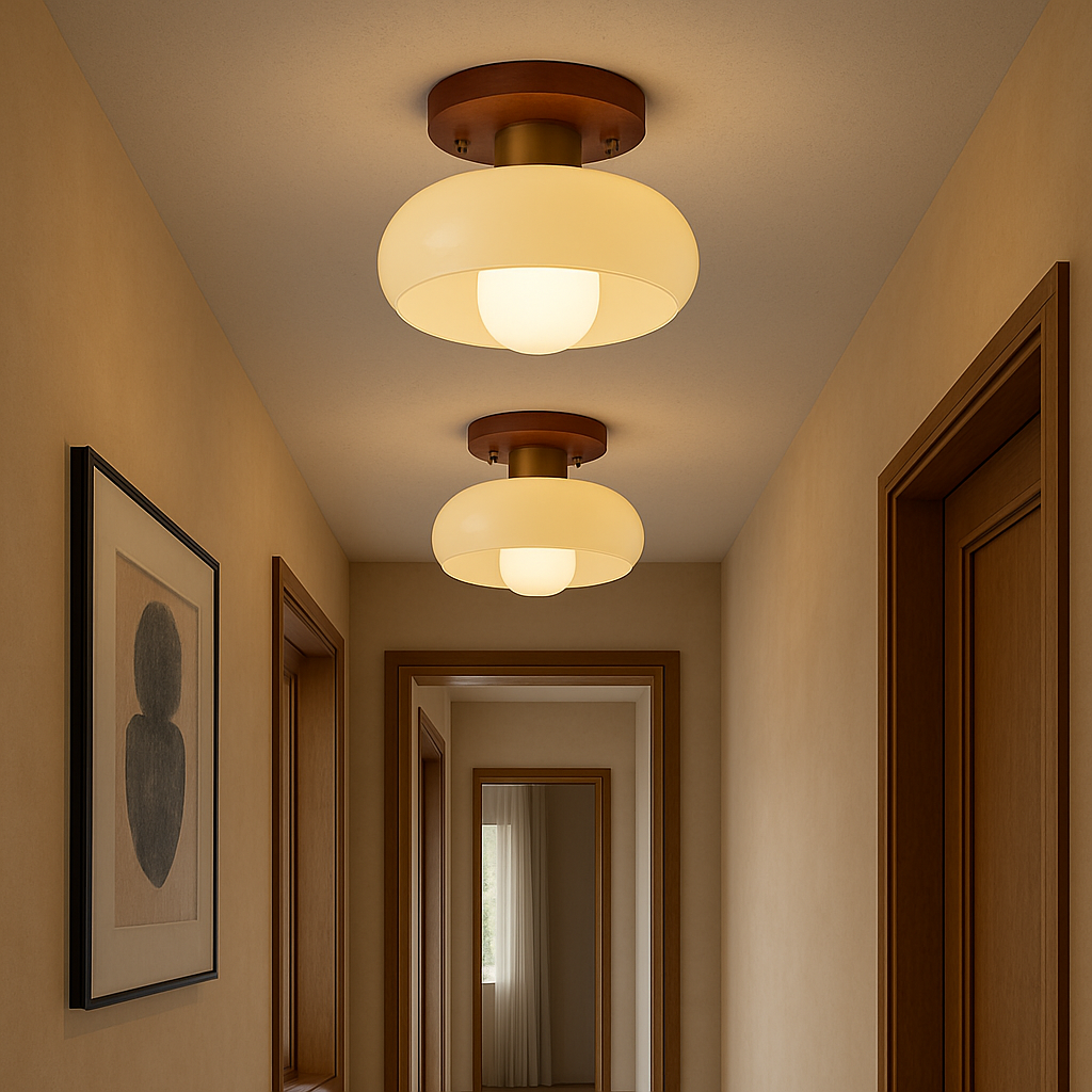 Houten Creme Plafondlamp