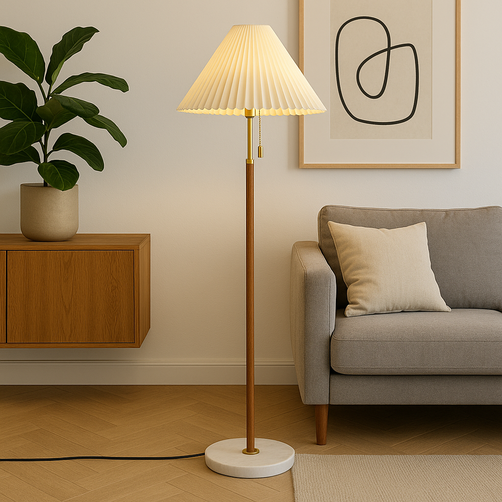 Yrus Vintage Houten Vloerlamp