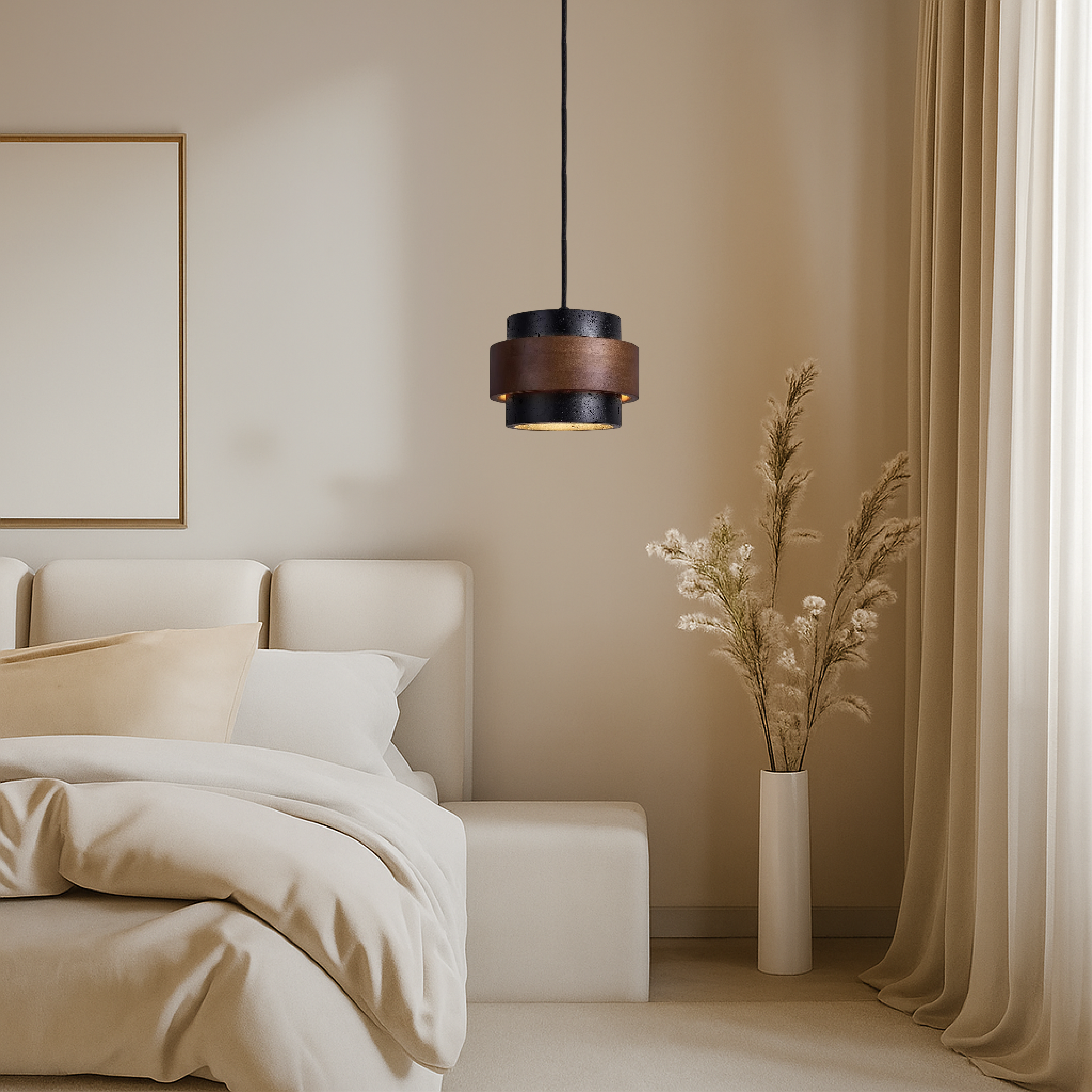 Zwarte Travertijn Hanglamp