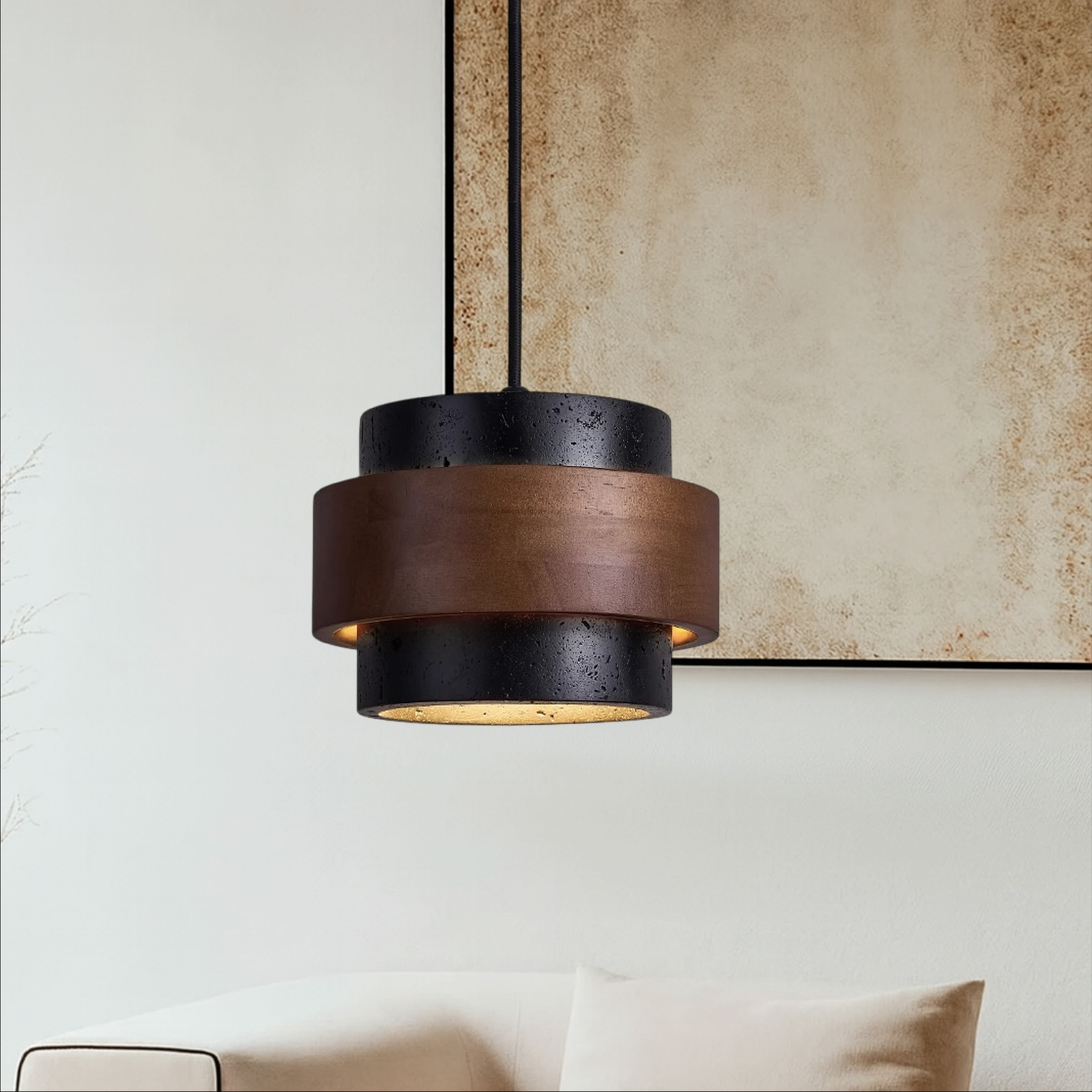 Zwarte Travertijn Hanglamp