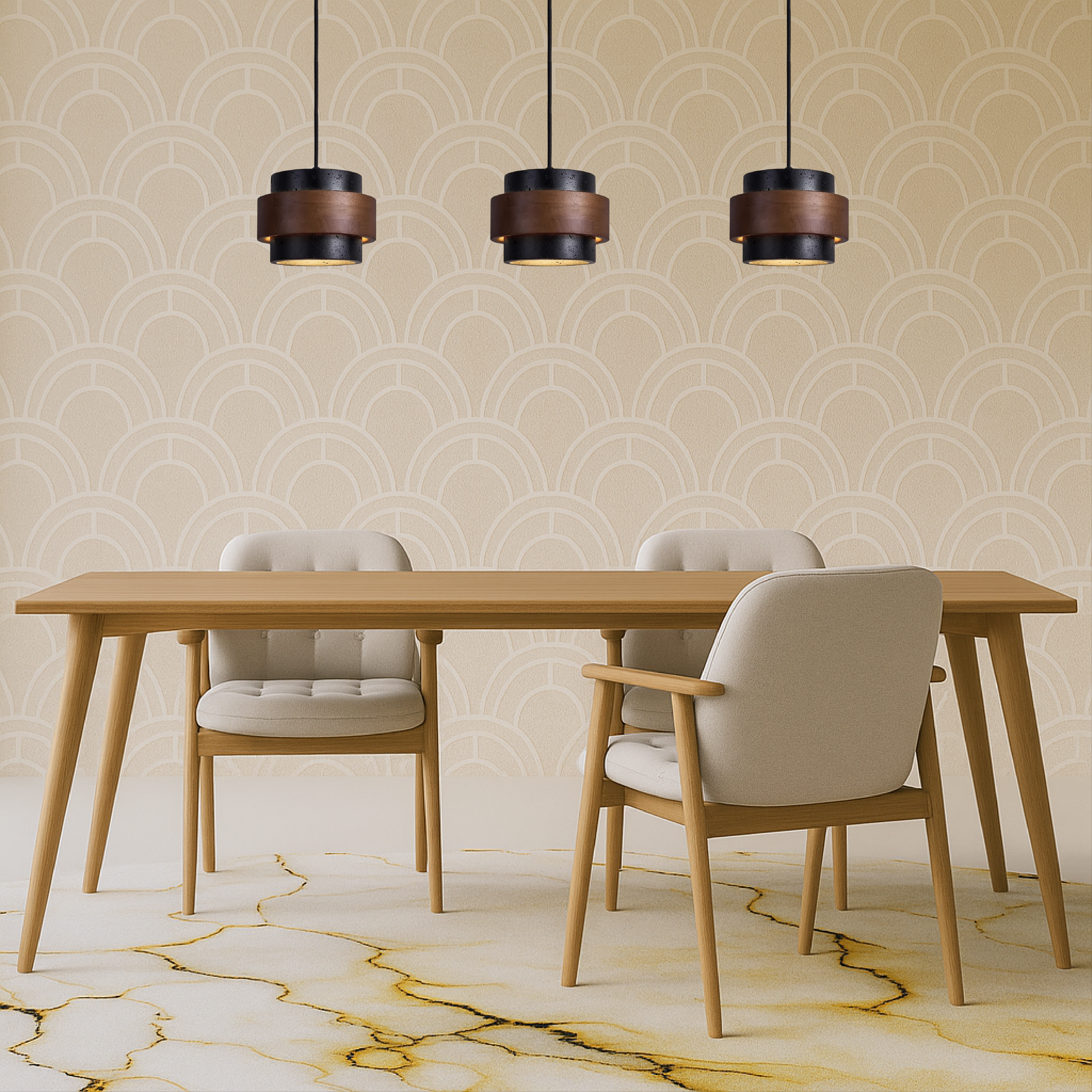 Zwarte Travertijn Hanglamp