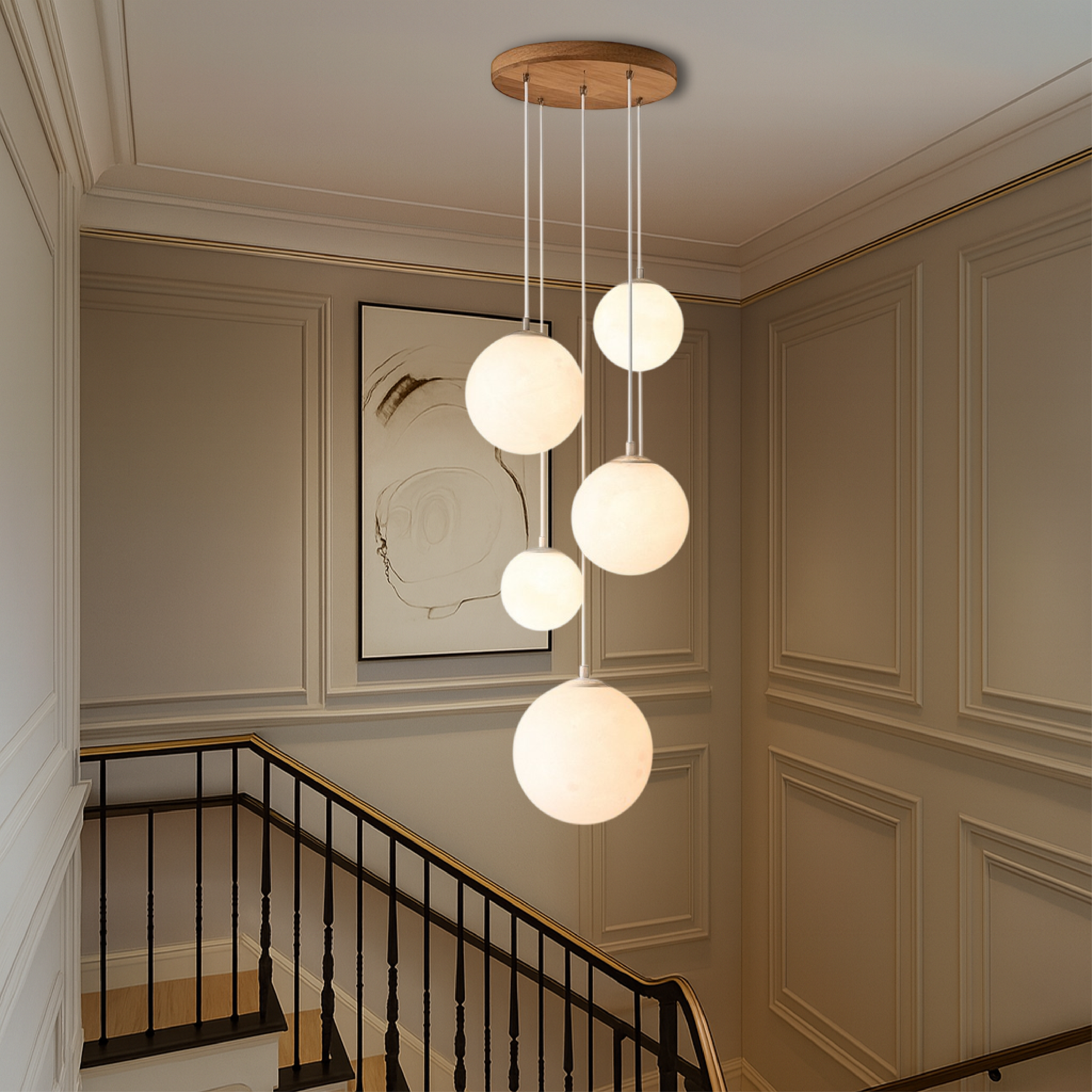 Scandinavische kroonluchter Maanlamp Trap