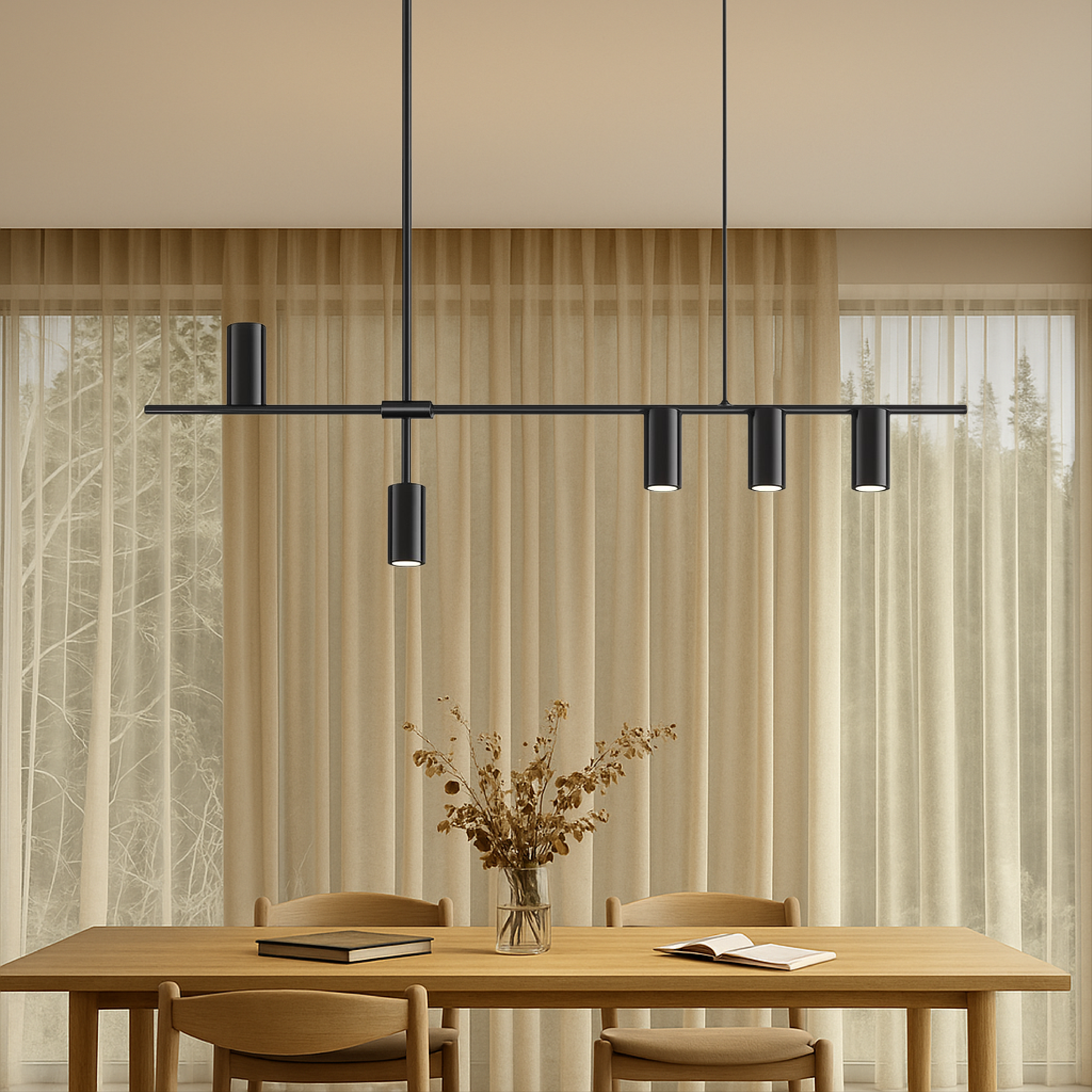 Minimalistische zwarte keuken hanglamp