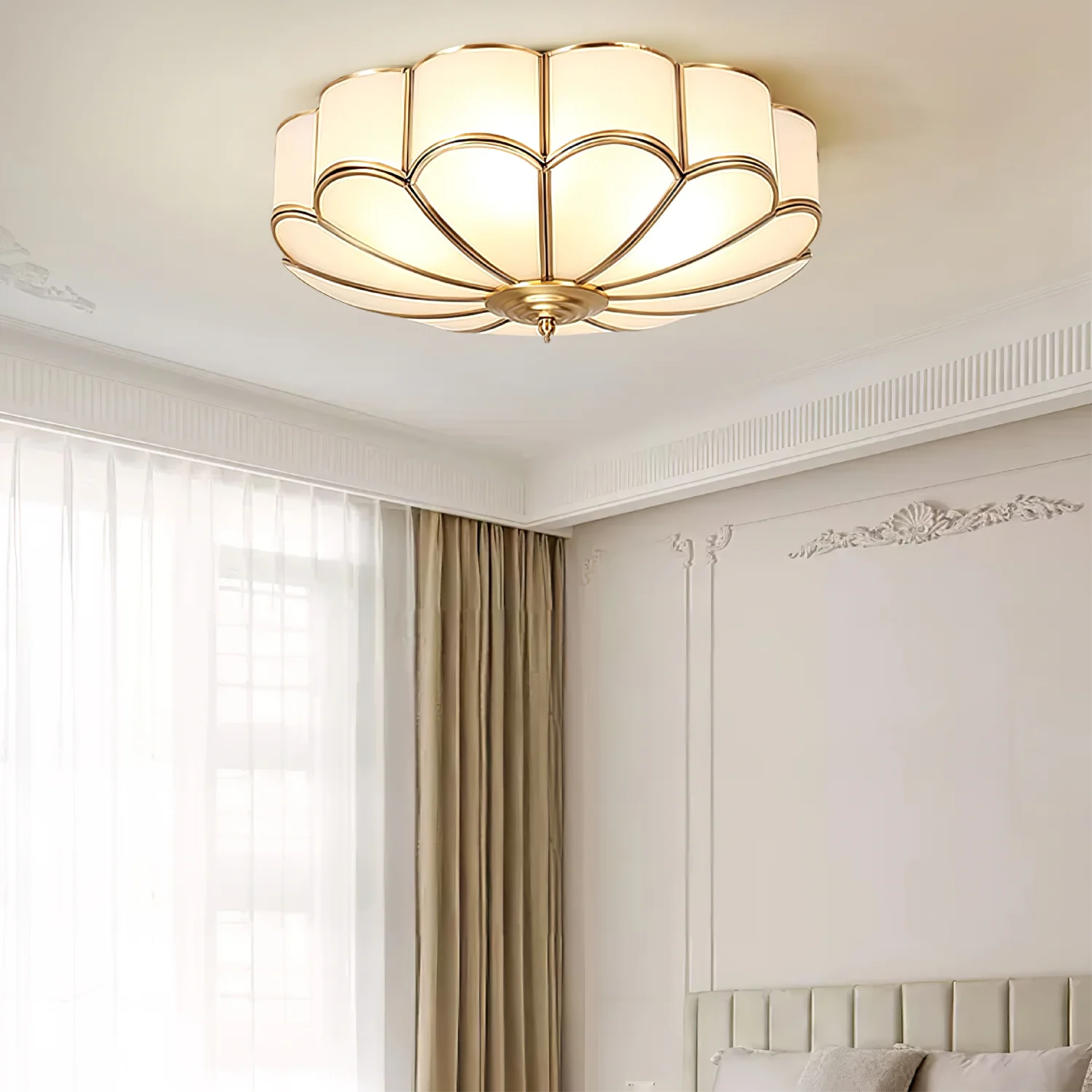 Bloemvormige glazen plafondlamp