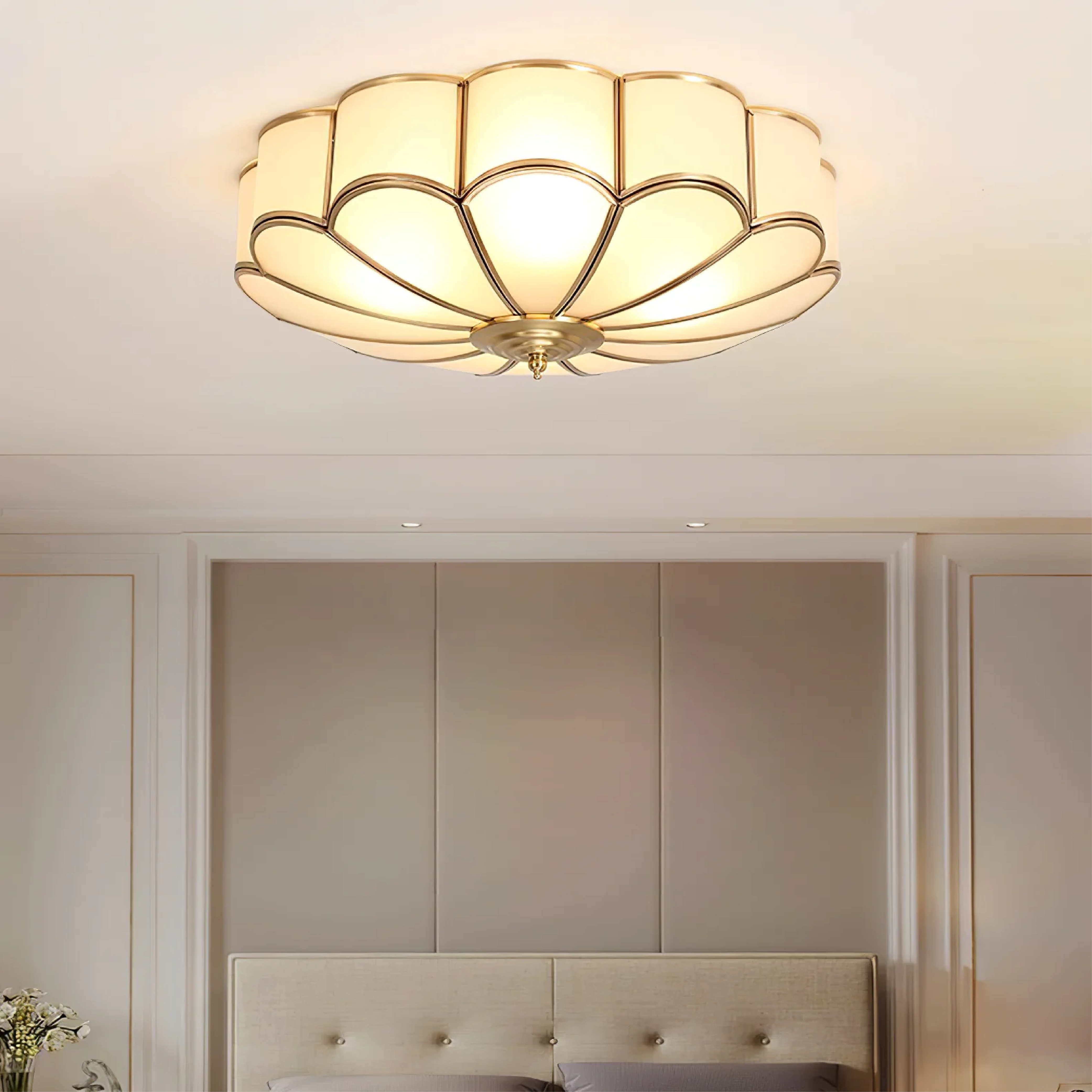 Bloemvormige glazen plafondlamp