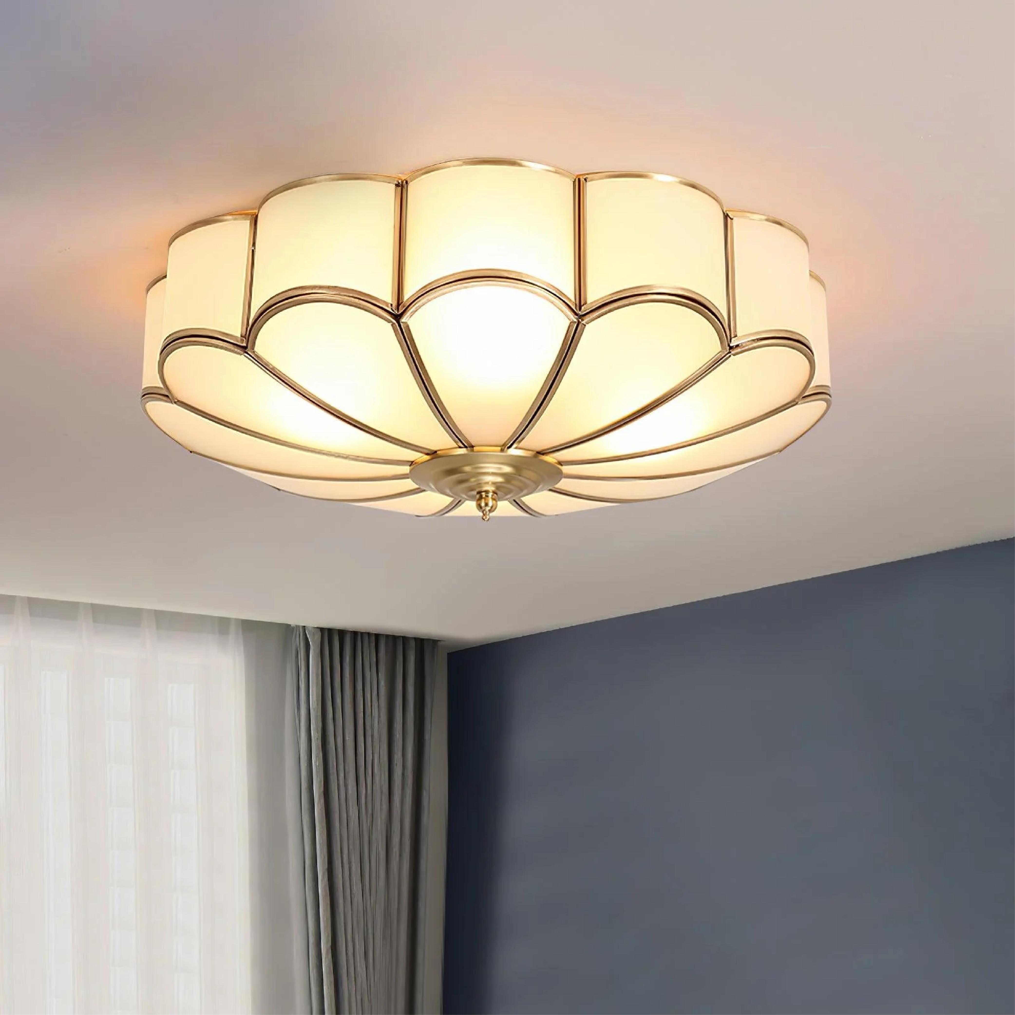 Bloemvormige glazen plafondlamp