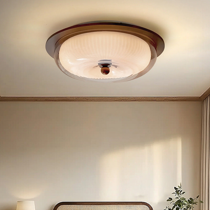 Plafondlamp glas en hout