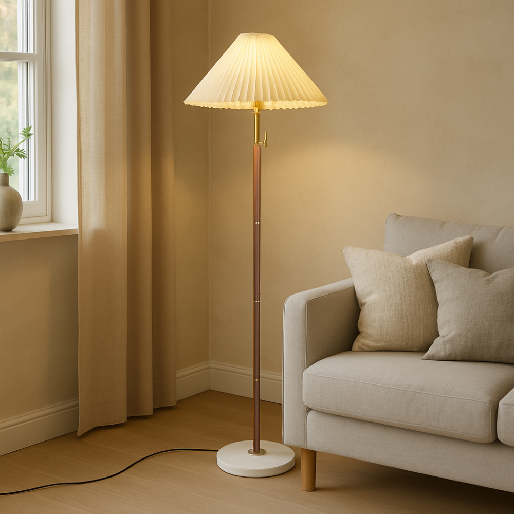Yrus Vintage Houten Vloerlamp