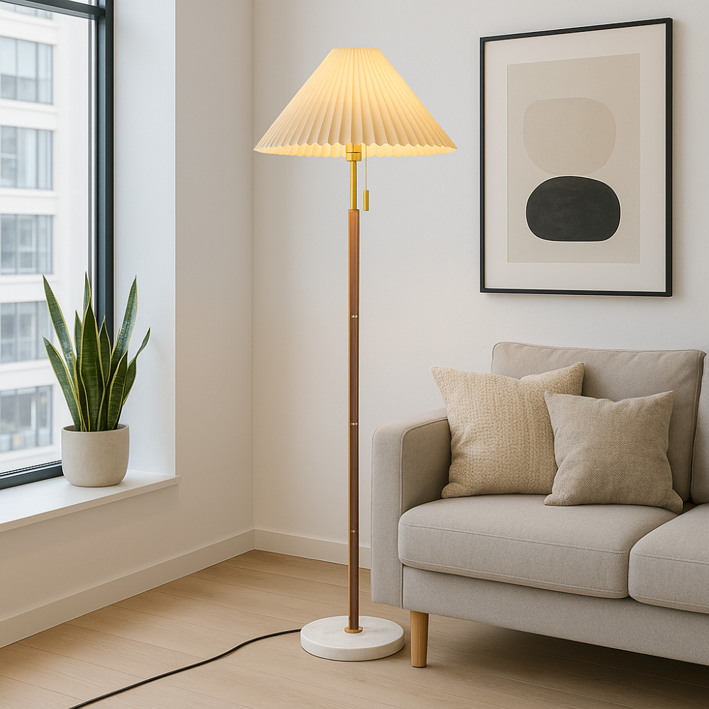 Yrus Vintage Houten Vloerlamp