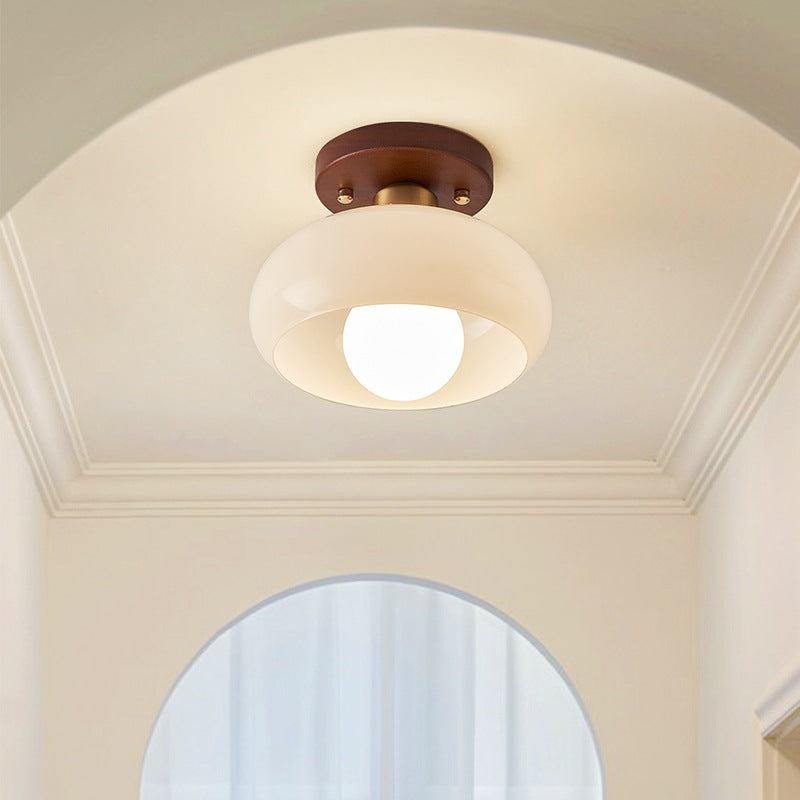 Franse Bauhaus creme plafondlamp